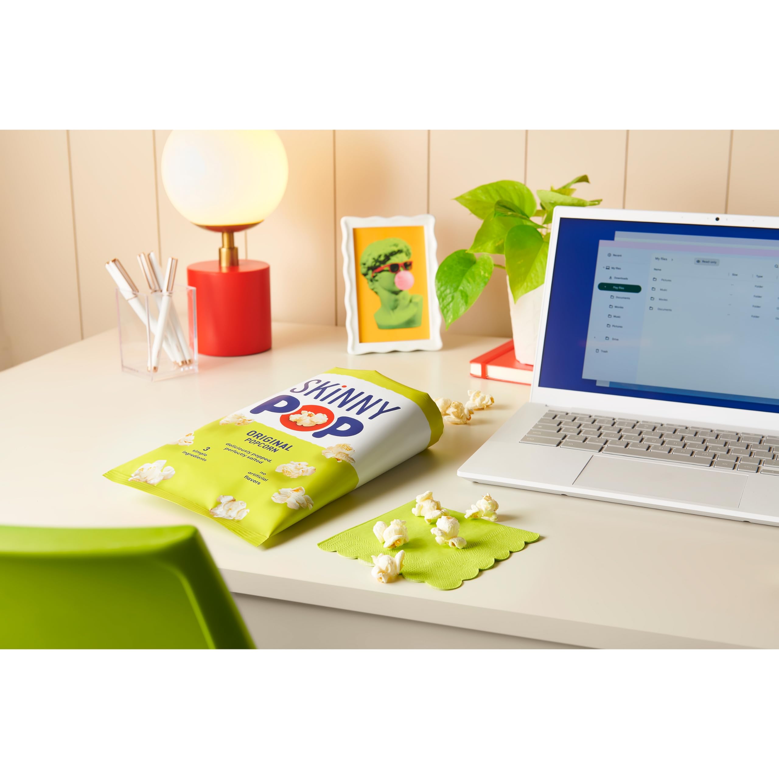 SkinnyPop Popcorn, Original, Whole Grain, Dairy-Free Snack, 0.65oz Bags (30ct)