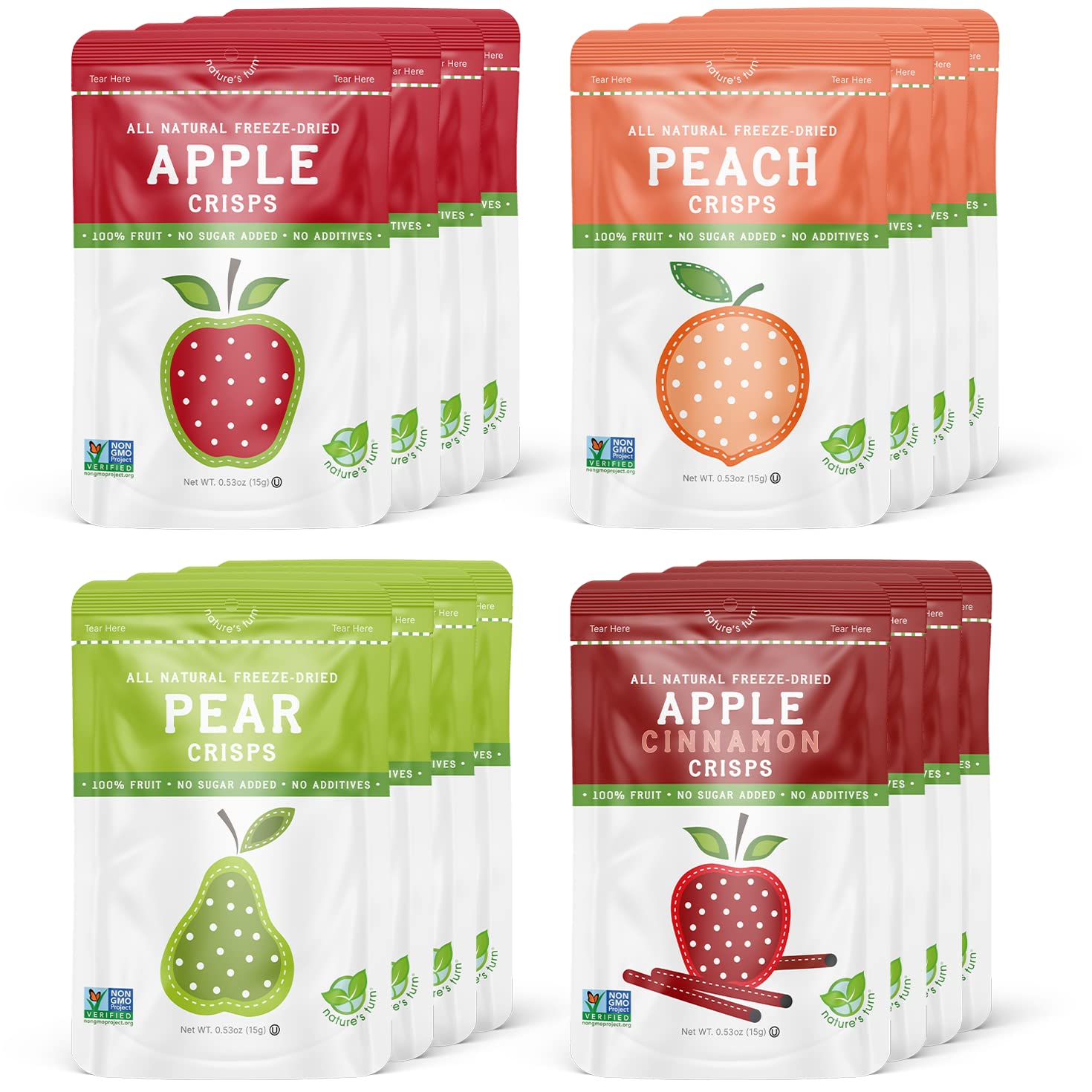 Nature’s Turn Freeze-Dried Strawberry Crisps – Healthy, Gluten-Free, Crispy & Delicious, Plant-Based Snack, Ideal for Cereal, Smoothies, School Lunches, & On-the-Go, Bags of 12 (0.53 oz Each)