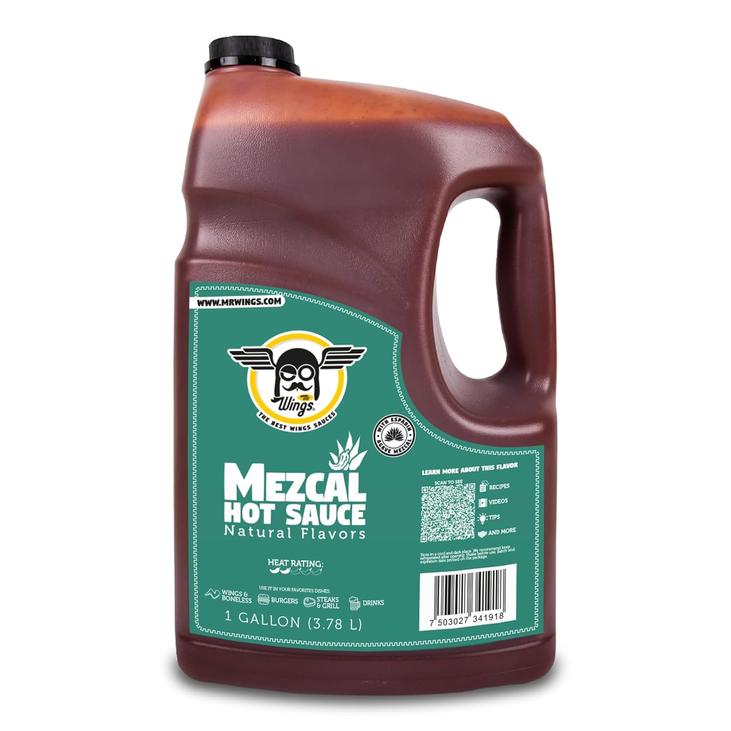 Mr Wings Sweet Mango Mild Sauce 1 Gallon (128 Fl Oz). Sweet and spicy delight, perfect for boneless, fries, drinks and your favorite snacks. Big sauce bulk.