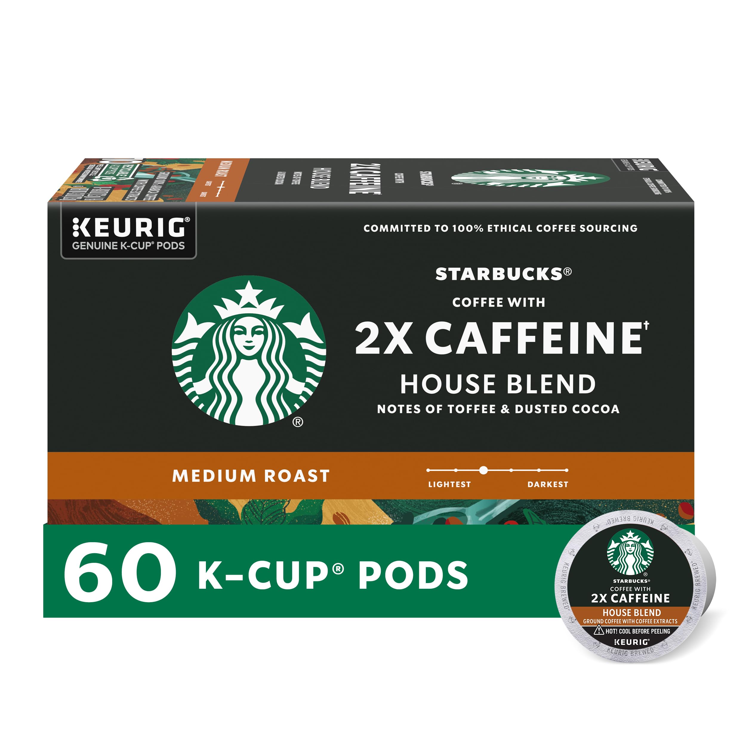 Starbucks K-Cup Coffee Pods, Medium Roast Hot or Iced Coffee, Pike Place Roast, 96 Keurig Pods