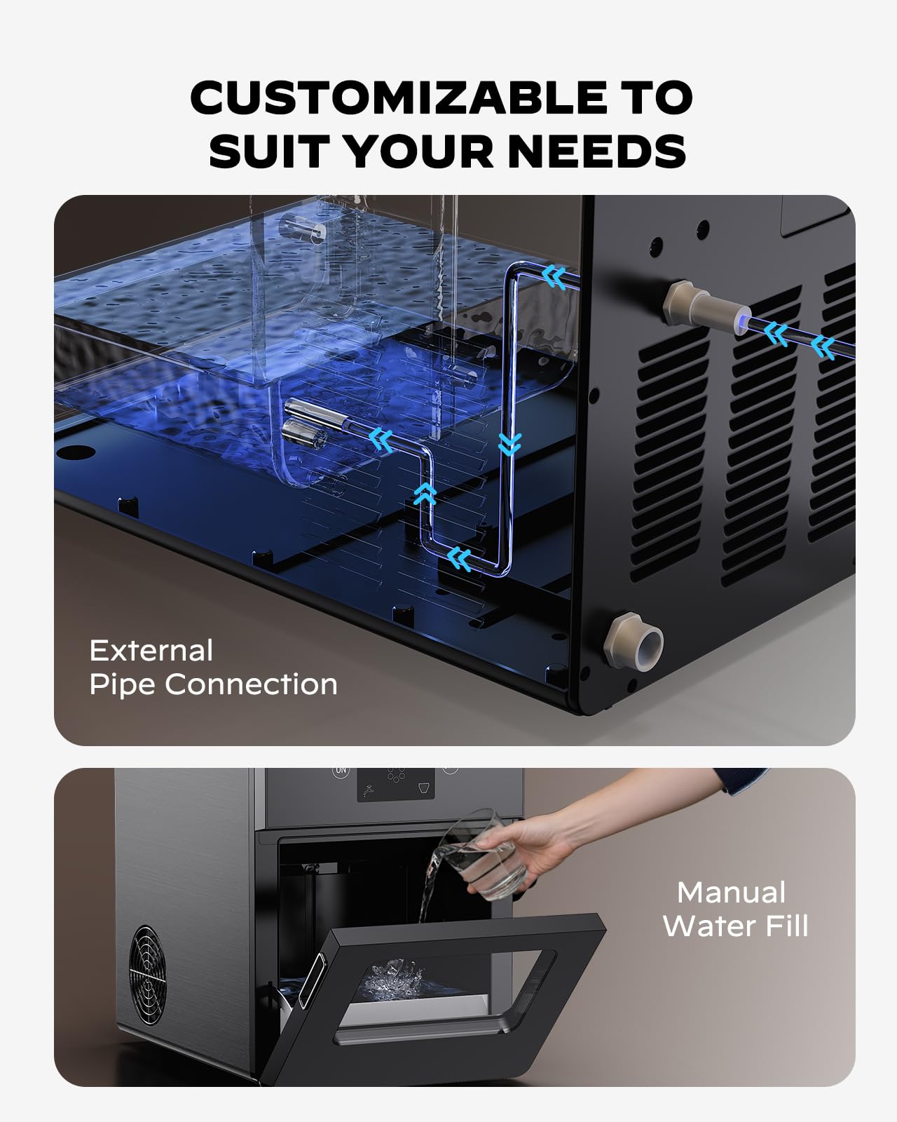 Silonn Ice Maker Countertop, Portable Ice Machine with Carry Handle, Self-Cleaning Ice Makers with Basket and Scoop, 9 Cubes in 6 Mins, 26 lbs per Day, Ideal for Home, Kitchen, Camping, RV