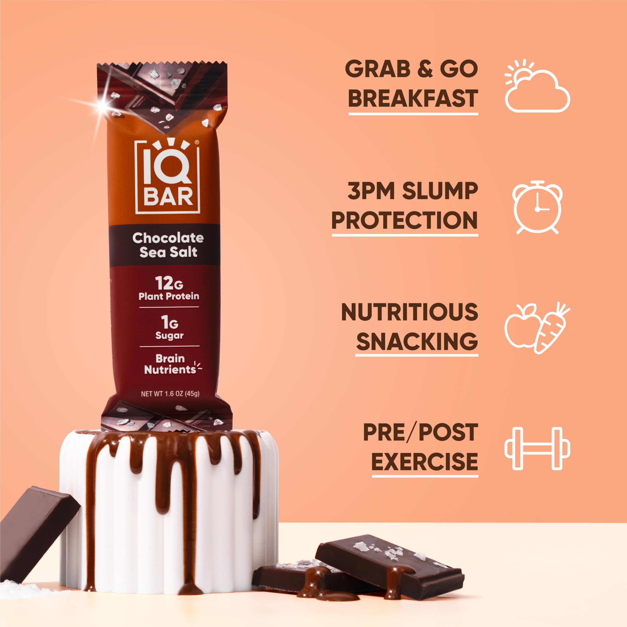 IQBAR Brain and Body Plant Protein Bars - Chocolate Lovers Variety - 36-Count - Keto, Vegan, Low Carb, High Fiber, Gluten Free, Dairy Free, Low Sugar Snack with Nutrients for Focus, Energy, Meal Replacement