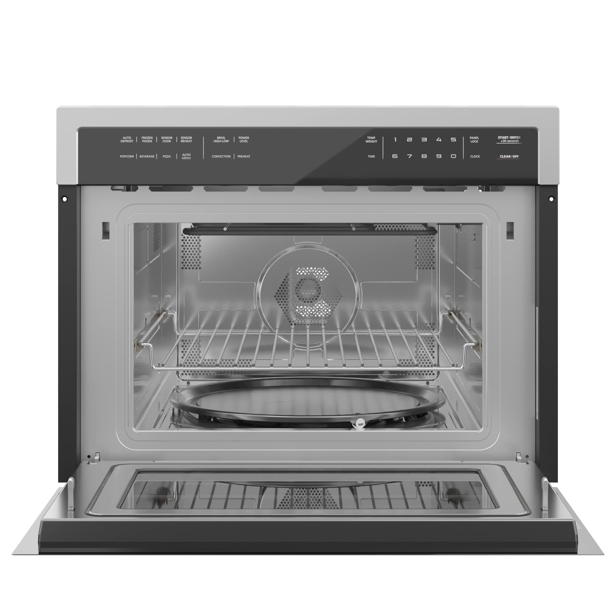 KoolMore Reserve Built-in Microwave Convection Oven with Air Fry, 3-in-1 Combo, Sensor Cook, Soft-Close Door, Stainless Steel, 24 in. / 1.6 cu. ft. with NEMA 5-20P Plug in Black