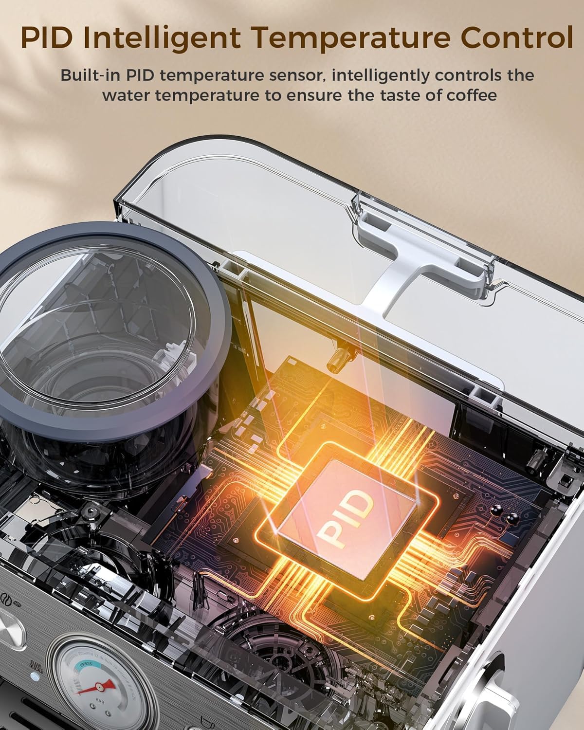 COWSAR 20 Bar Espresso Machine with Grinder & Milk Frother Steam Wand, 58mm Expresso Coffee machines, Commercial Stainless Steel Coffee Maker for Cappuccino and Latte, Perfect for Home Café-Pro