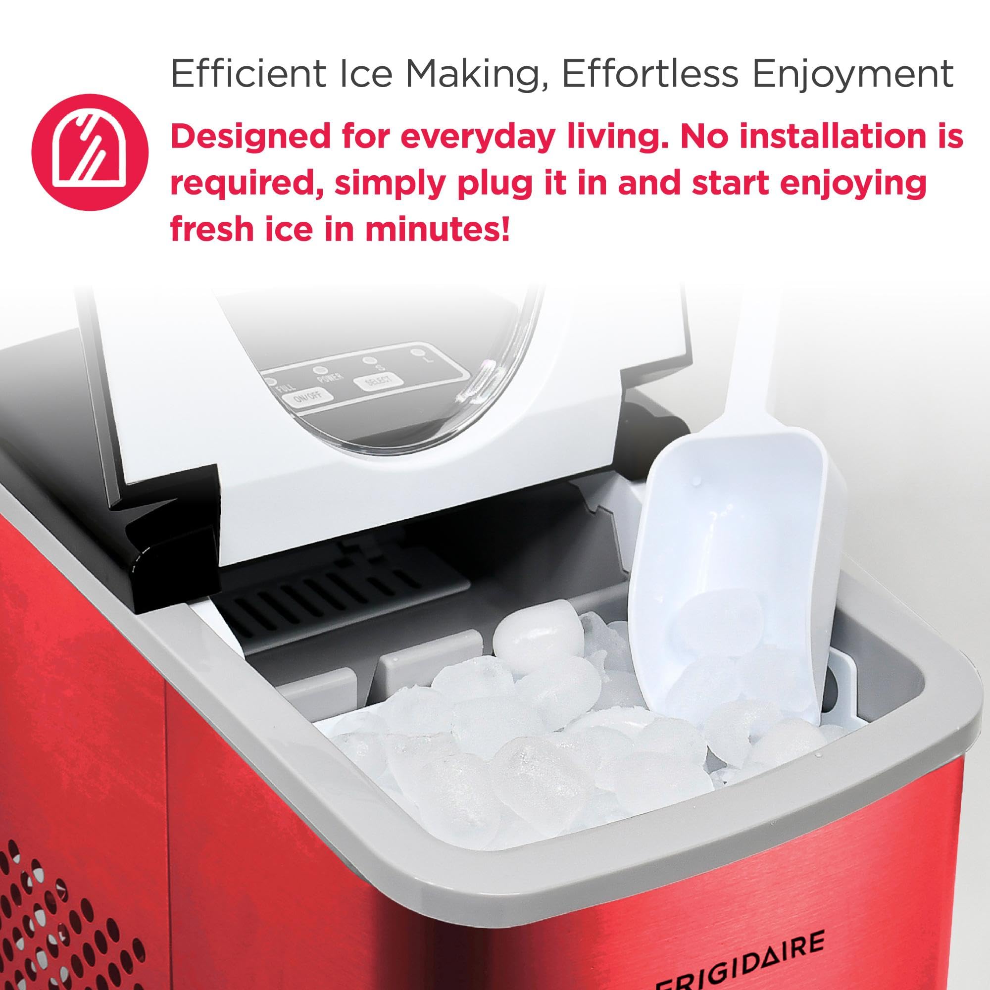 Frigidaire 26 Lbs per Day Portable Compact Maker, Ice Making Machine, Stainless, Medium