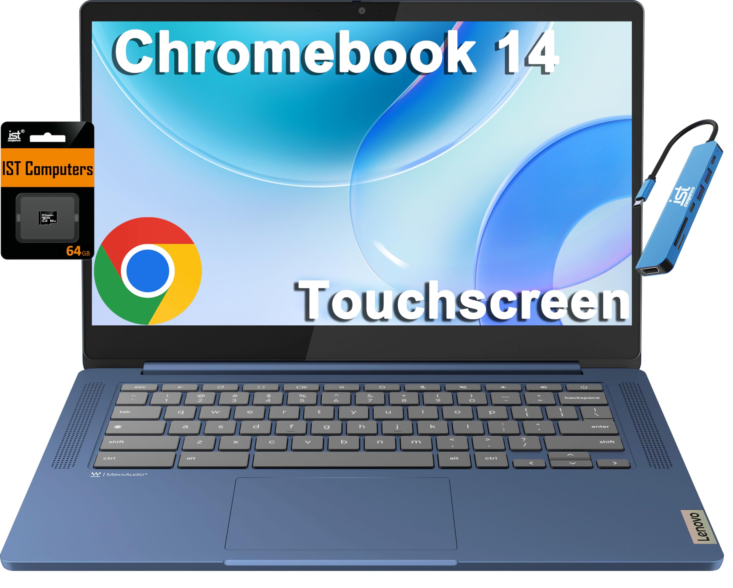 Lenovo IdeaPad 3i Chromebook, 15.6” FHD Display, Intel Celeron N4500, 8GB RAM, 64GB eMMC, 1920x1080 px, 720p Camera, Chrome OS, Abyss Blue