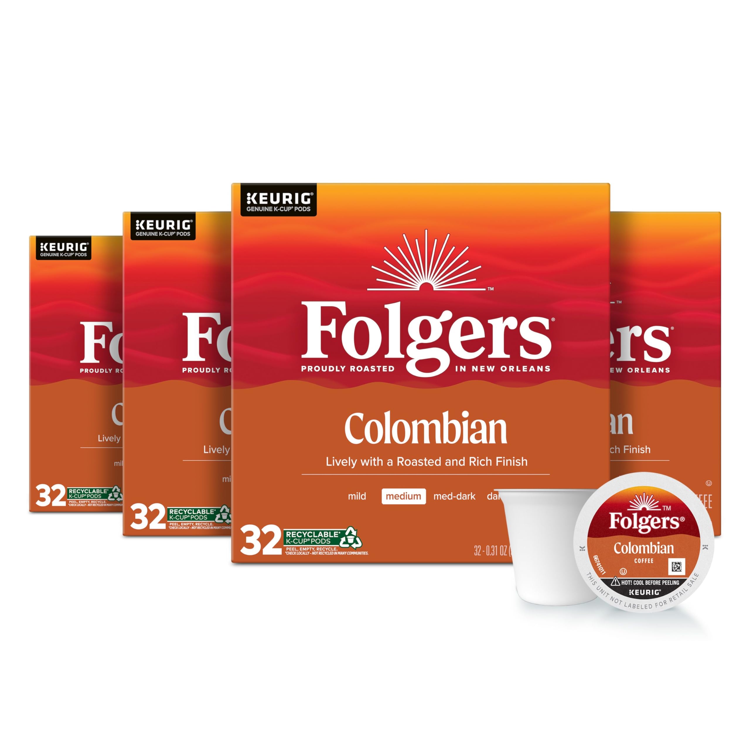 Folgers Classic Roast Medium Roast Coffee, 72 Keurig K-Cup Pods