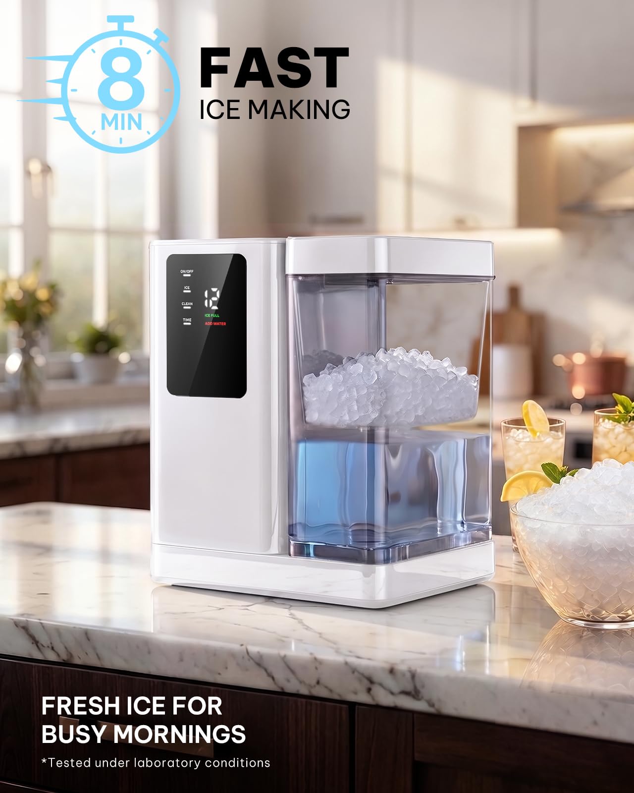 Nugget Ice Maker Countertop, Silonn Chewable Pellet Ice Machine with Self-Cleanin Function, 36lbs/24H Portable Ice Makers for Home Kitchen Officce, Black