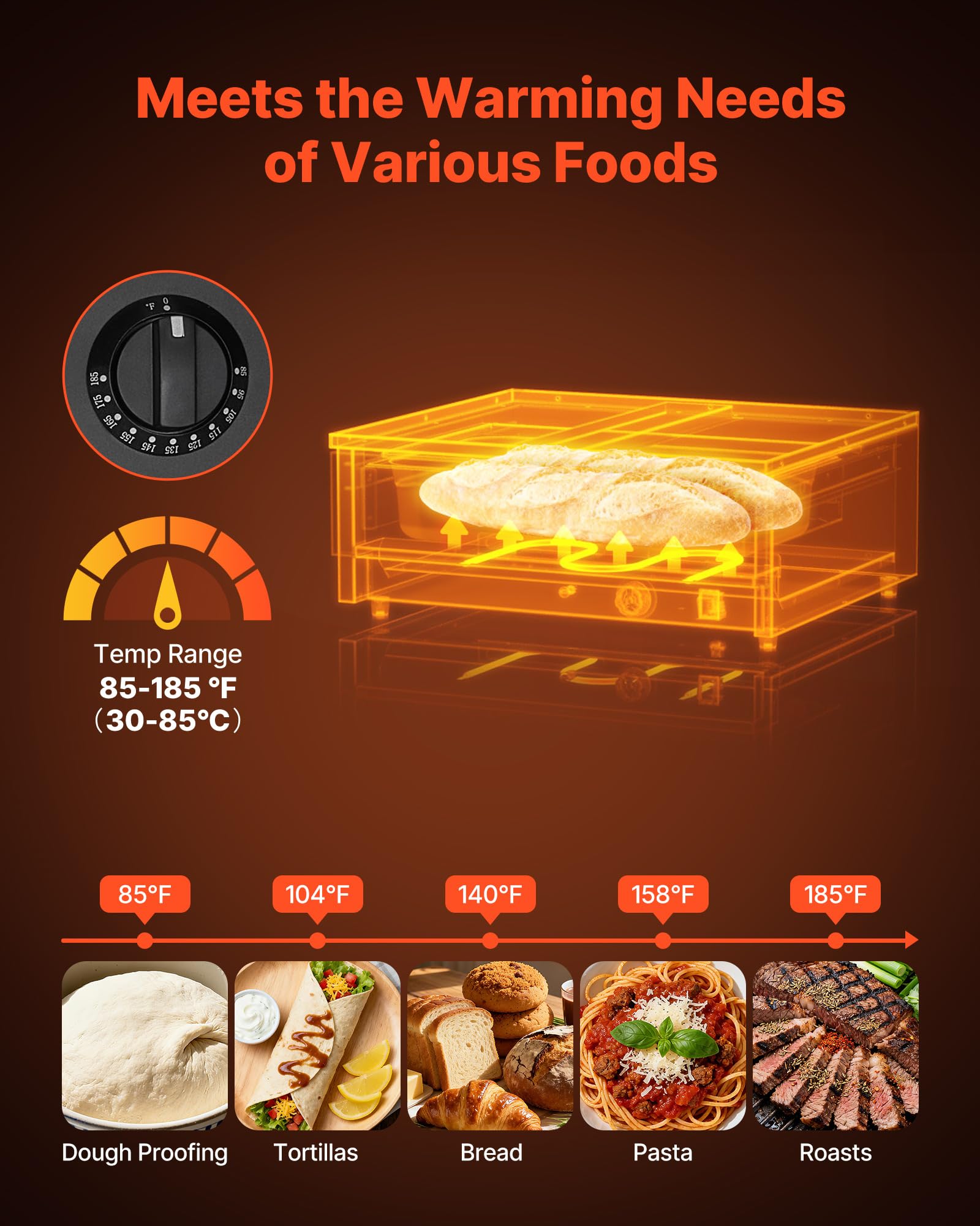 VEVOR Commercial Electric Drawer Warmer, Single-Drawer Stainless Steel Food Warmer, Freestanding Slim Warming Drawer Cabinet, 85°F–185°F Wide Temperature Range, for Restaurant, Hotel, Bakery & Kitchen