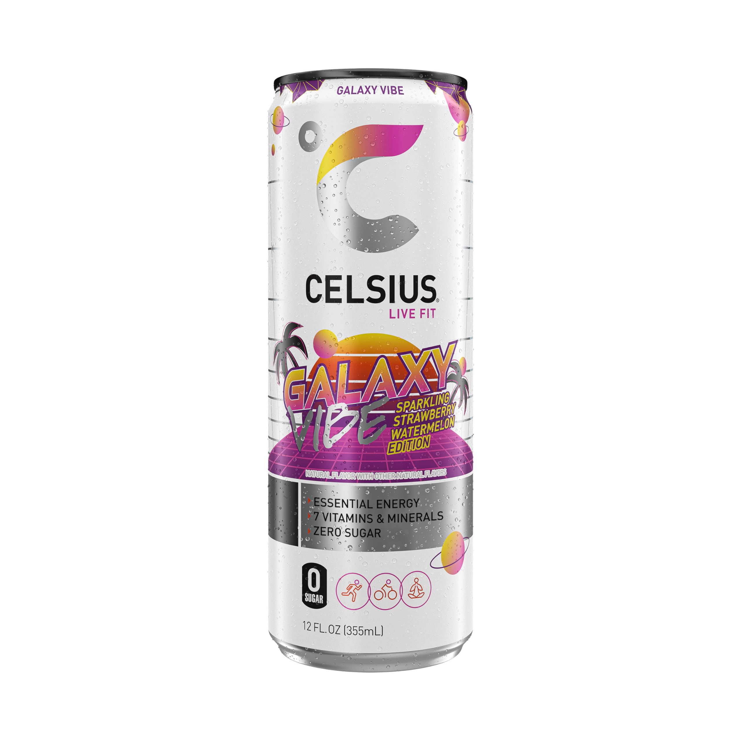 CELSIUS ASTRO VIBE Sparkling Blue Razz, Sugar Free Energy Drink, 12 Fl Oz (Pack of 12)