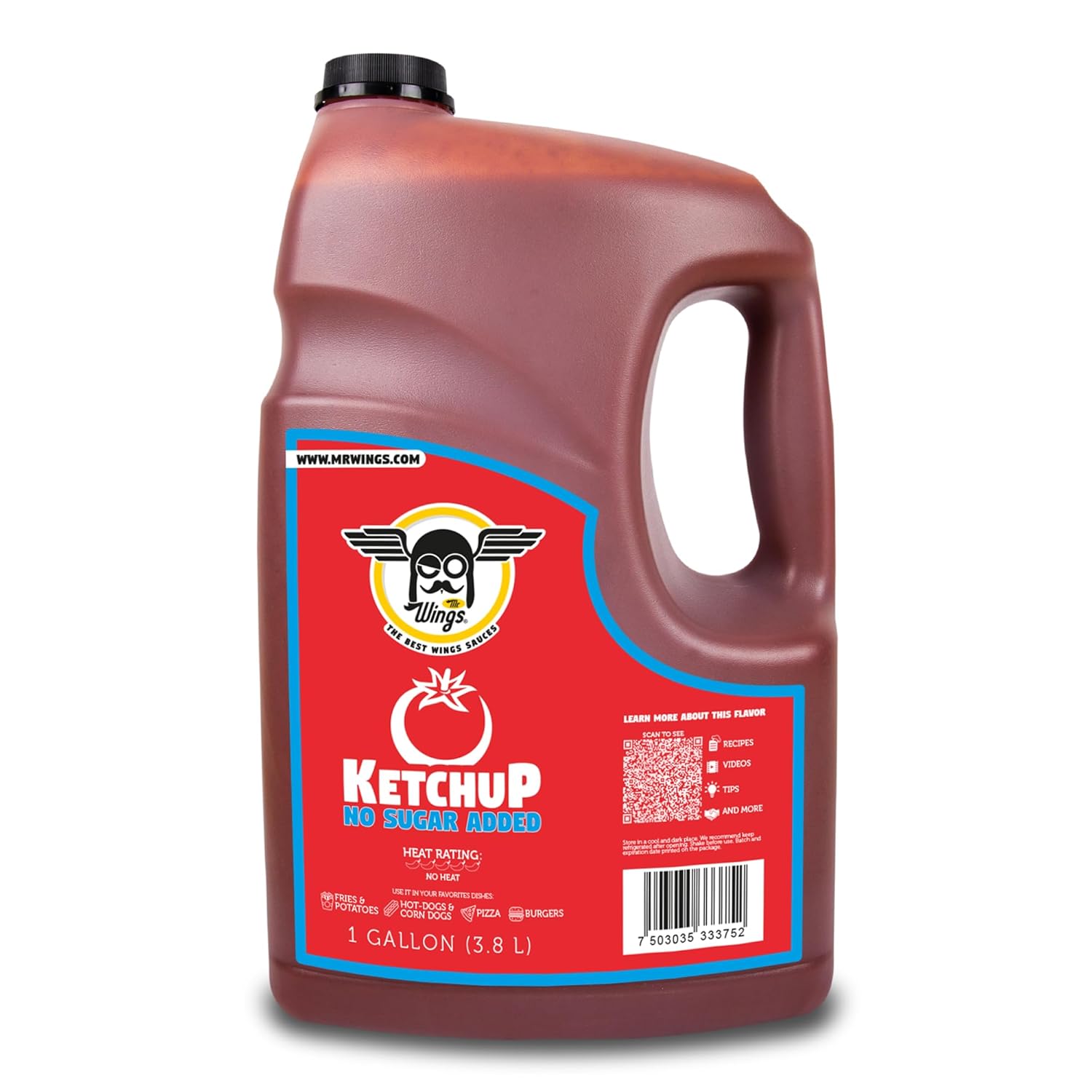 Mr Wings Sweet Mango Mild Sauce 1 Gallon (128 Fl Oz). Sweet and spicy delight, perfect for boneless, fries, drinks and your favorite snacks. Big sauce bulk.