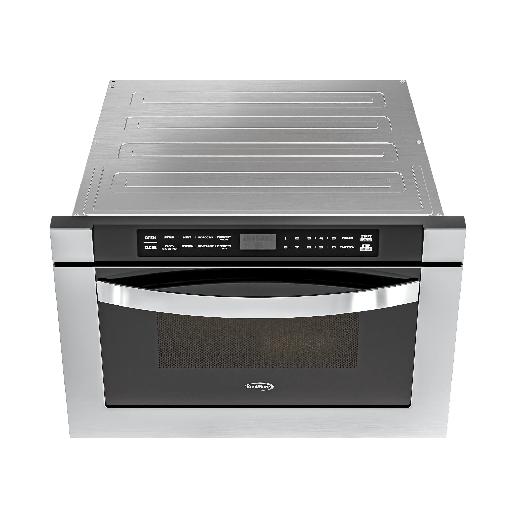 KoolMore Reserve Built-in Microwave Convection Oven with Air Fry, 3-in-1 Combo, Sensor Cook, Soft-Close Door, Stainless Steel, 24 in. / 1.6 cu. ft. with NEMA 5-20P Plug in Black