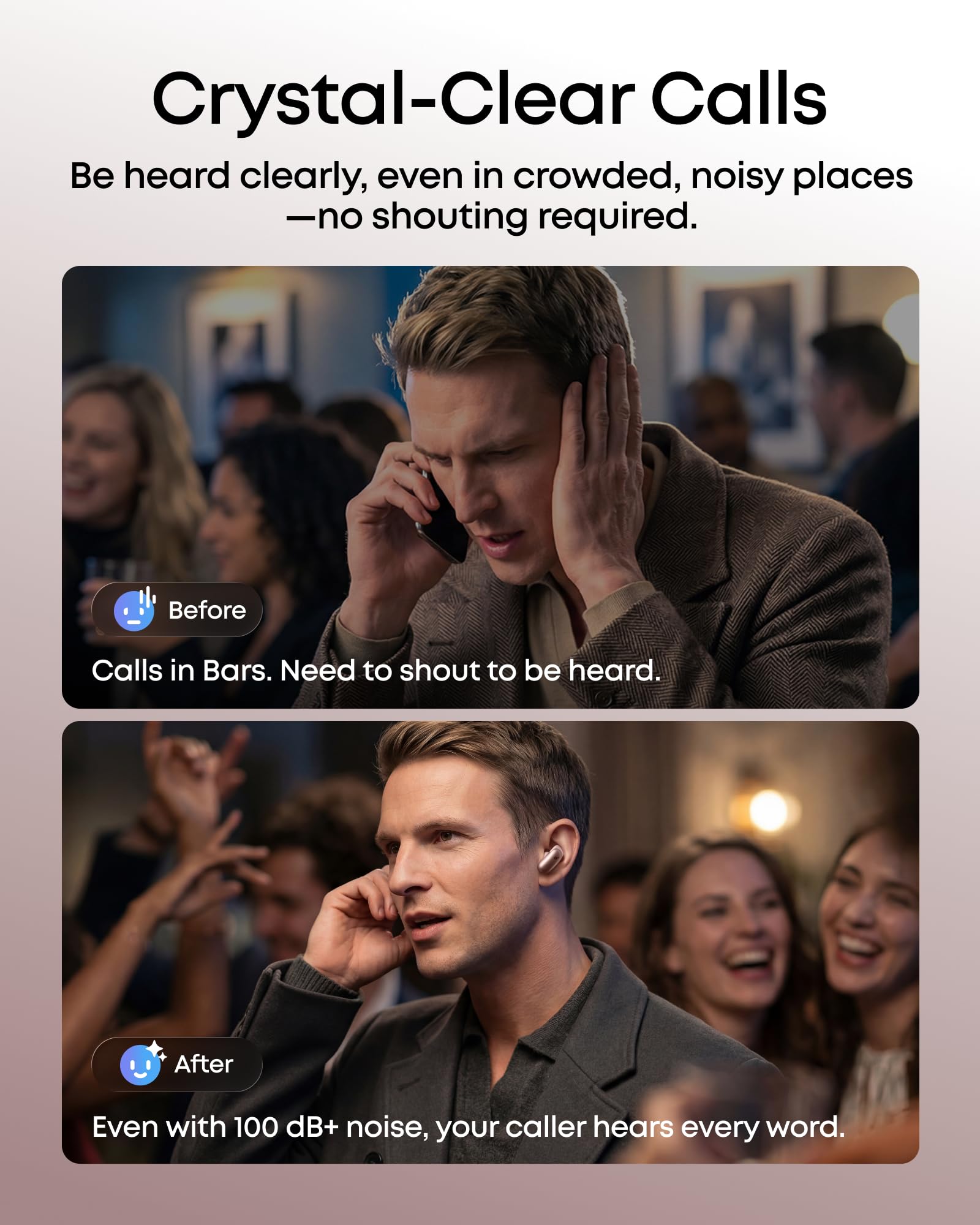 Soundcore Liberty 5 Pro,Guinness World Records-Certified Call Quality,Anker Thus™ AI Chip,Active Noise Cancelling Wireless Earbuds,Crystal-Clear Calls for Commute,Noisy Environments