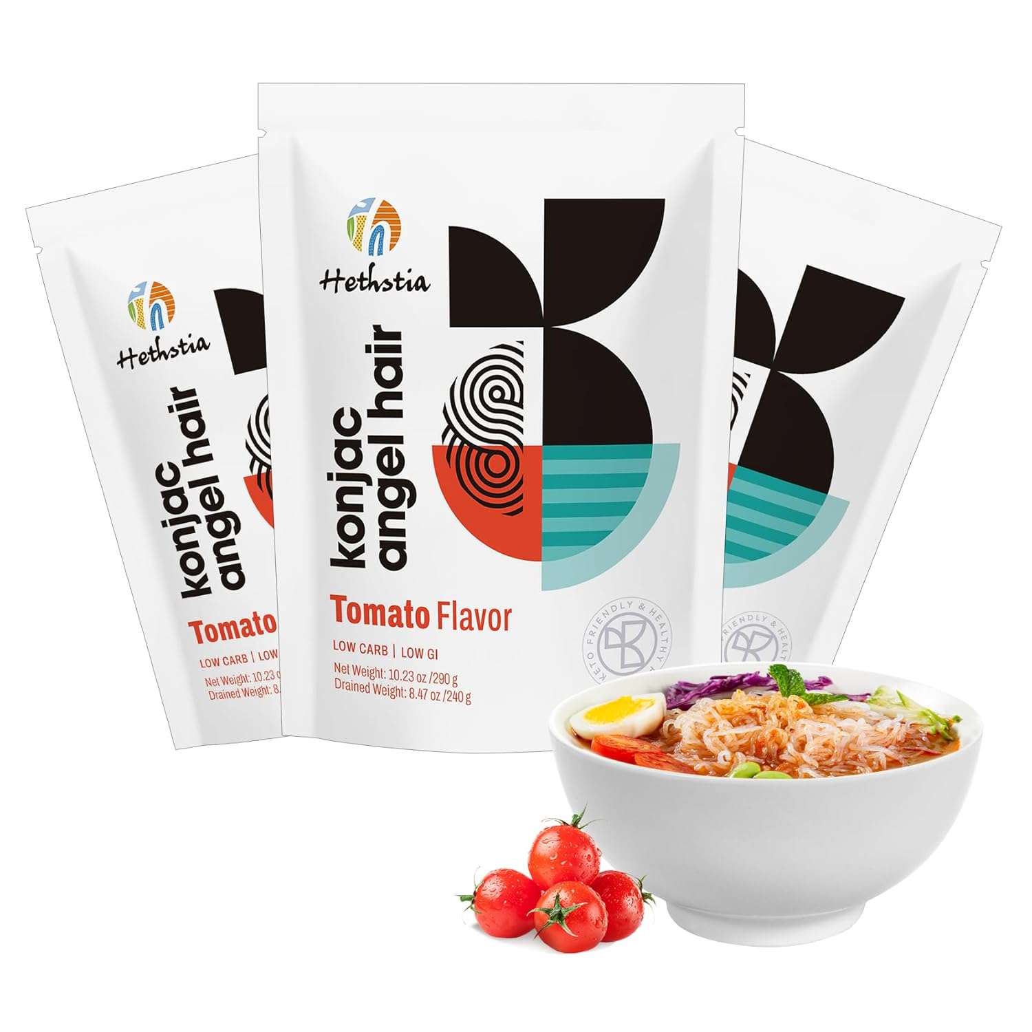 Hethstia Konjac Noodles, 10 Packs Shirataki Spaghetti – Low Carb, Low Calorie, Ready to Eat Konjac Pasta – Keto, Gluten-Free, Vegan, Fat-Free, 0 Sugar, Healthy Low Carb Pasta Substitute