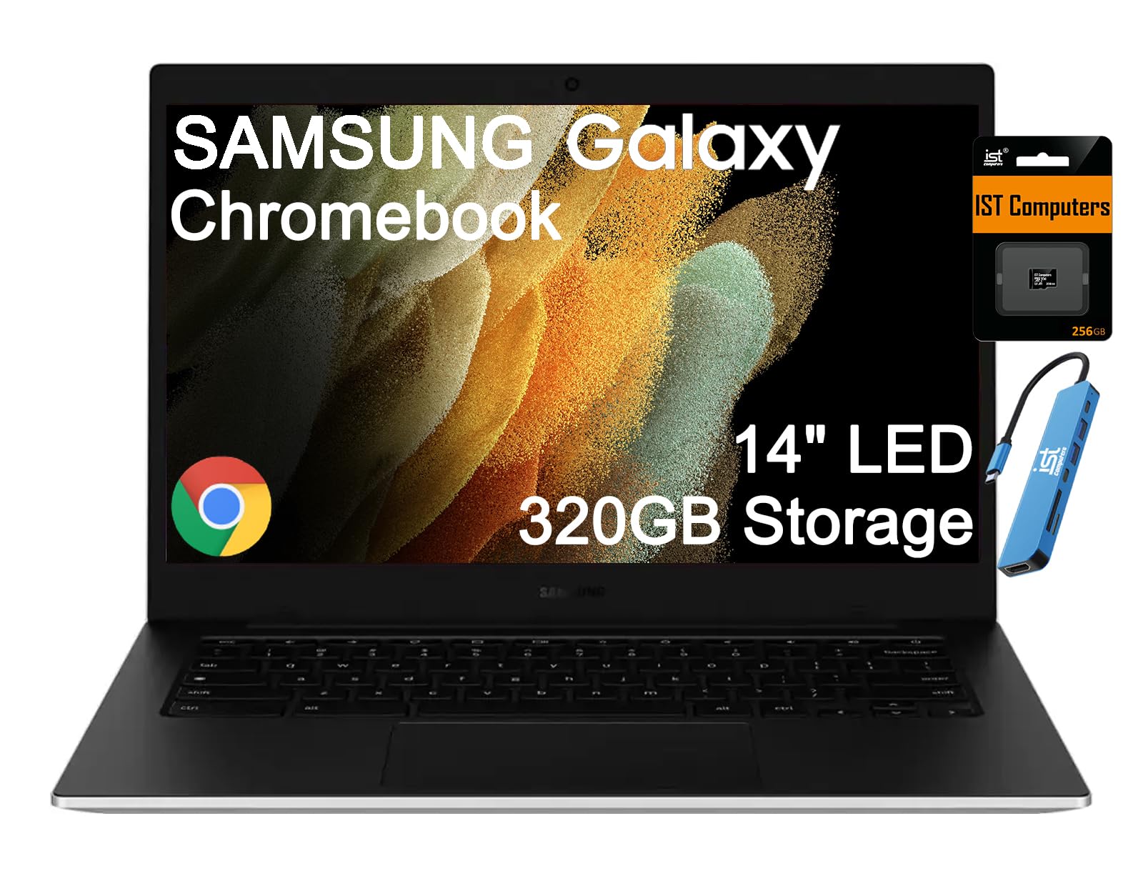 Samsung 14" Galaxy Chromebook Go Laptop PC Computer, Intel Celeron N4500 Processor, 4GB RAM, 64GB Storage, ChromeOS, XE340XDA-KA2US, Student Laptop, Silver
