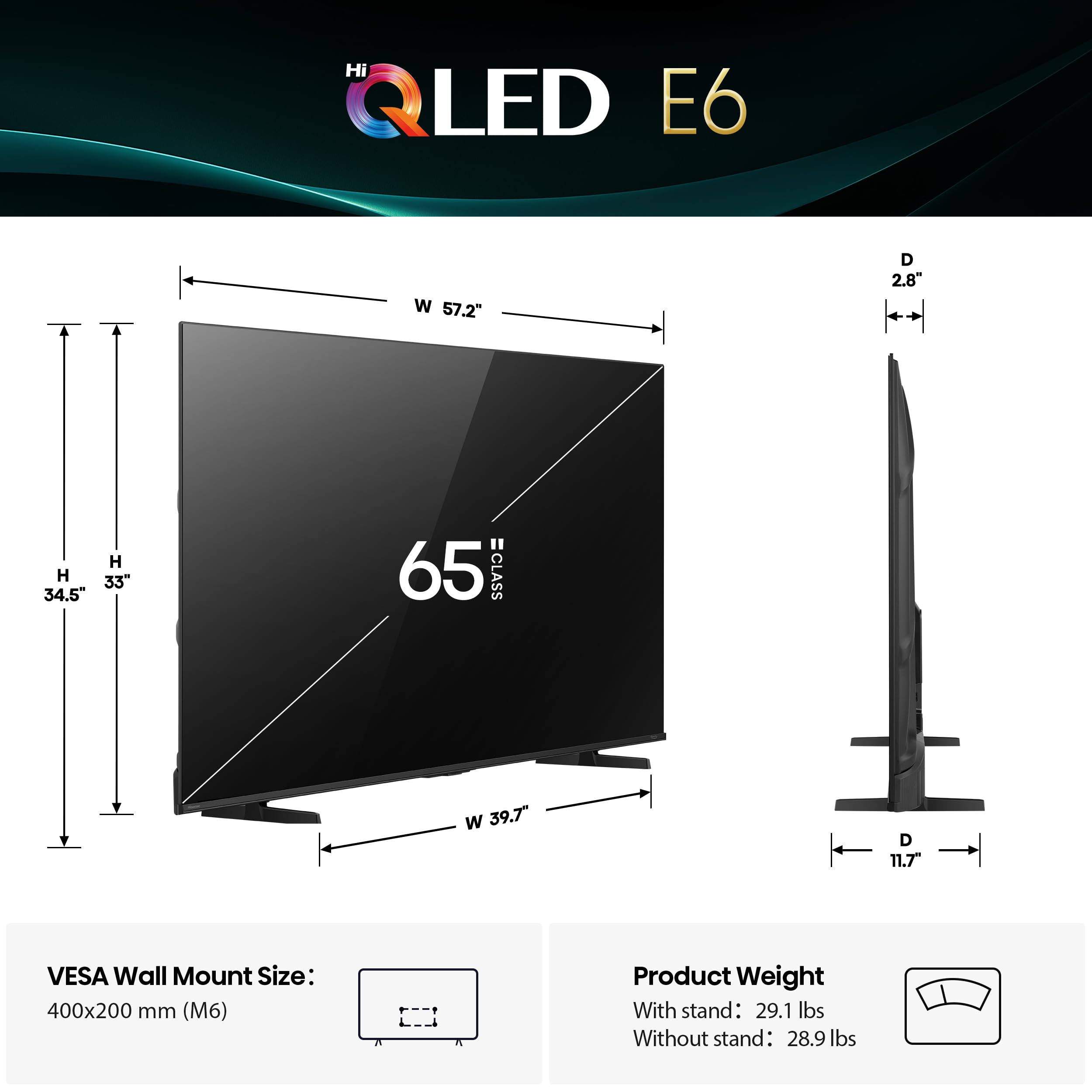Hisense 55" E6 Cinema Series Hi-QLED 4K UHD Smart Fire TV (55E6QF) - AI Light Sensor, Dolby Vision · Atmos, Voice Remote with Alexa, Motion Rate 120, HDR 10+ Adaptive, Game Mode Plus