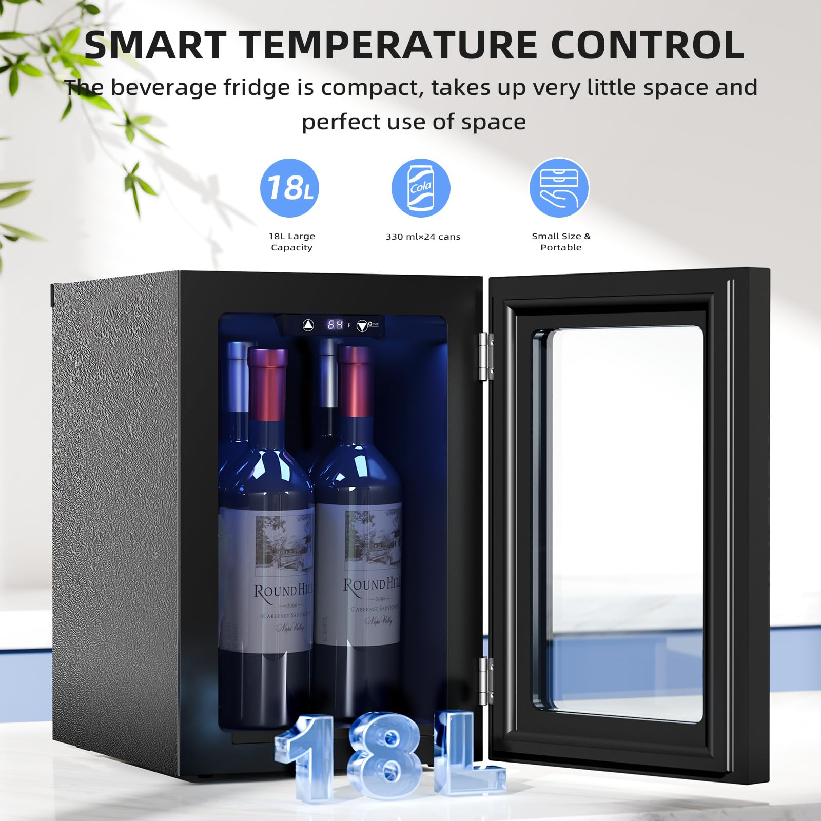 Antarctic Star Wine Cooler, Beverage Refrigerator, 16 Bottle Freestanding Quiet Wine Cellar Front Glass Door for Home and Bar, Digital Temp Control, 1.71 Cu.Ft.