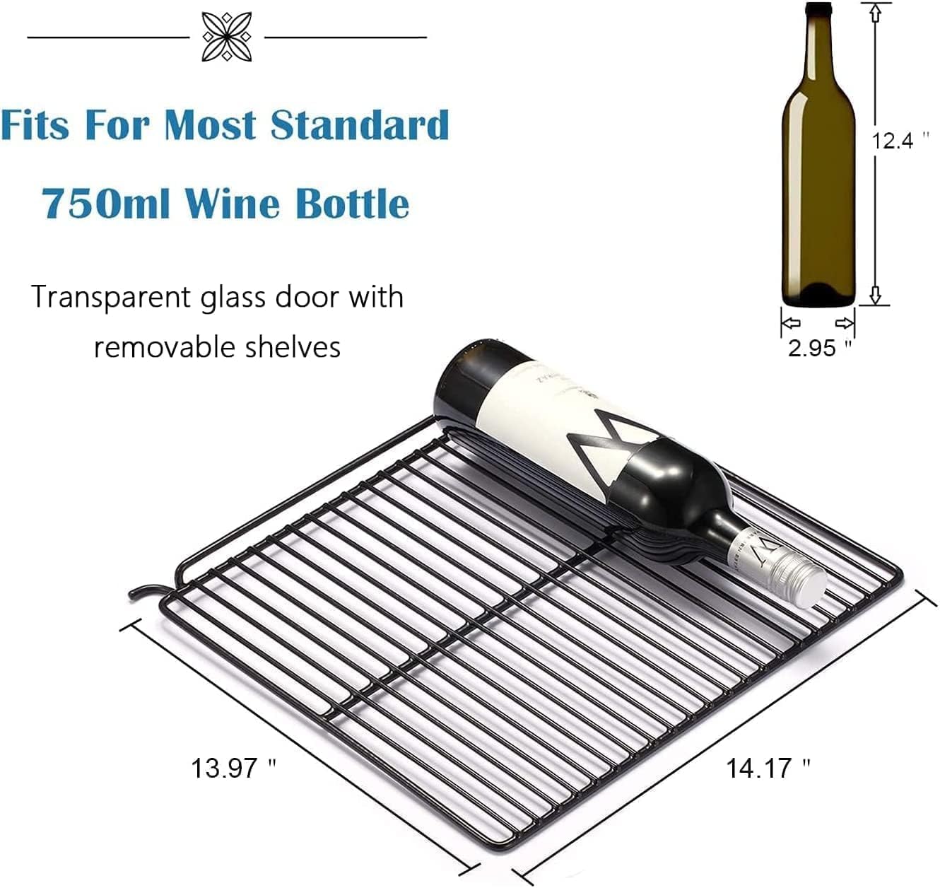 Antarctic Star Wine Cooler, Beverage Refrigerator, 16 Bottle Freestanding Quiet Wine Cellar Front Glass Door for Home and Bar, Digital Temp Control, 1.71 Cu.Ft.