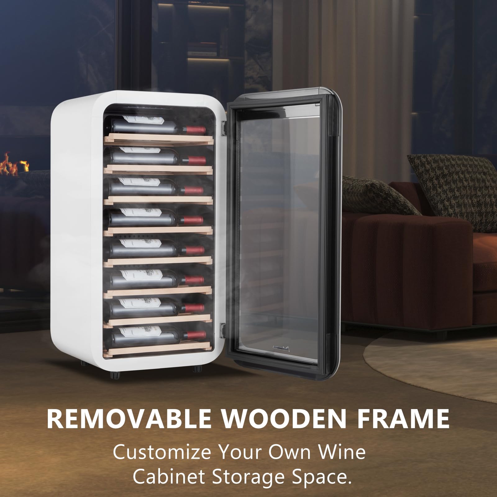 Kalamera 24 inch Wine Cooler, 37 Bottle - Dual Zone Built-in or Freestanding Fridge with Stainless Steel Reversible Glass Door, for Home, Kitchen or Office