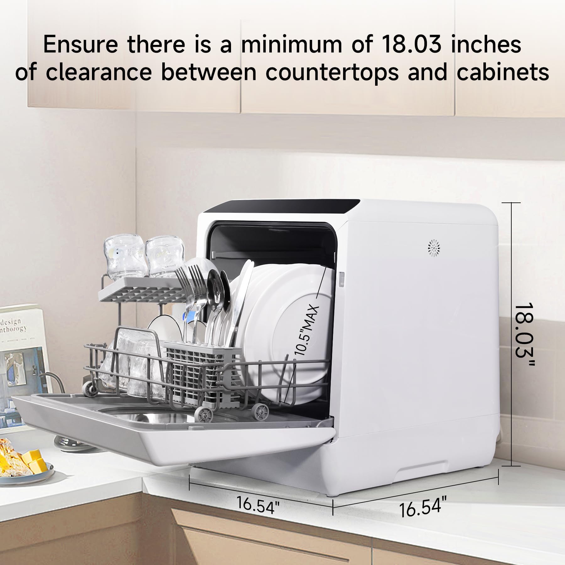 Portable Dishwasher Countertop, Countertop Dishwasher With Water Tank, Counter Top Dishwasher With 5 wash Programs, It can also be connected to the tap. For apartments, dorms, RVs