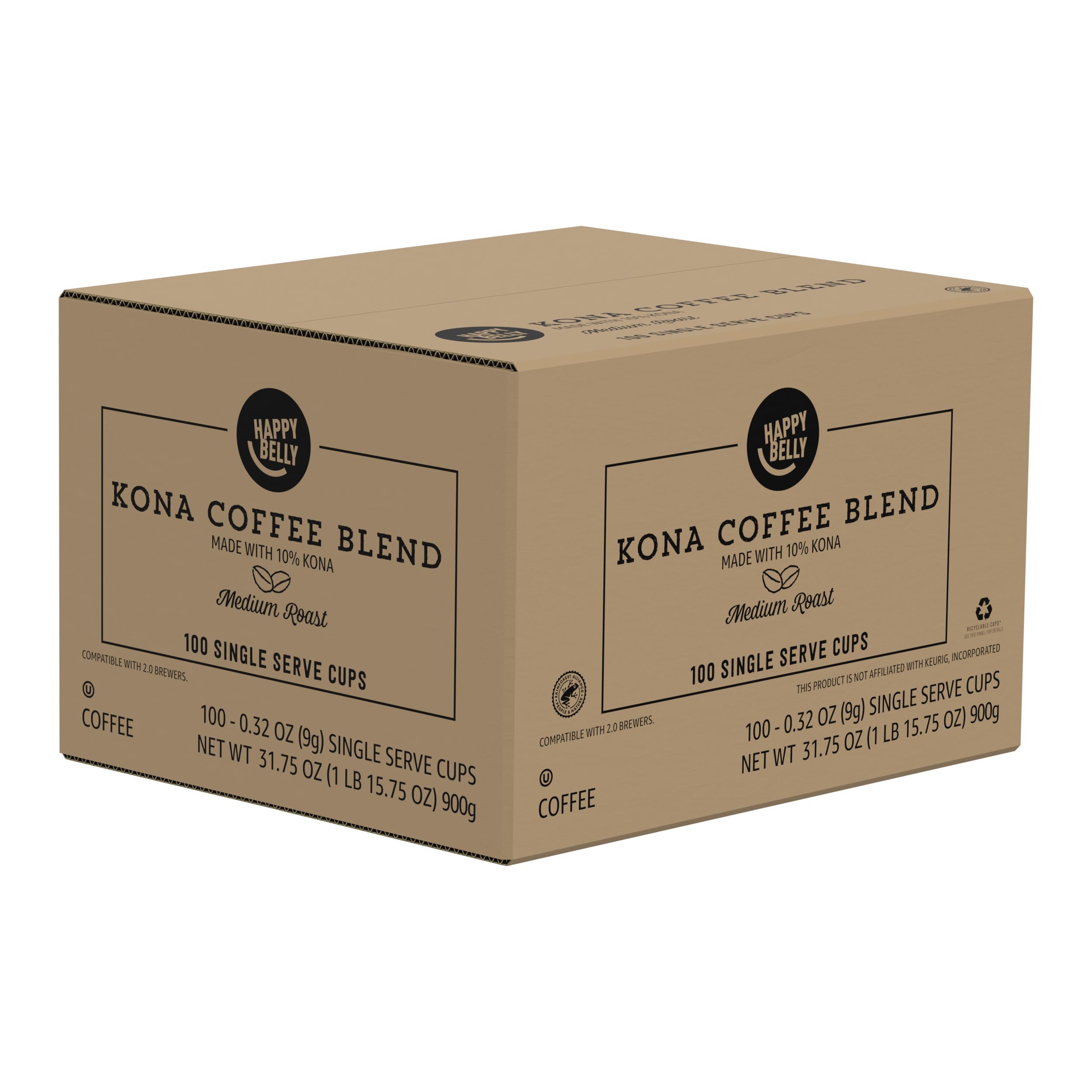 Amazon Brand - Happy Belly Dark Roast Coffee Pods, Compatible with Keurig 2.0 K-Cup Brewers, 100 Count