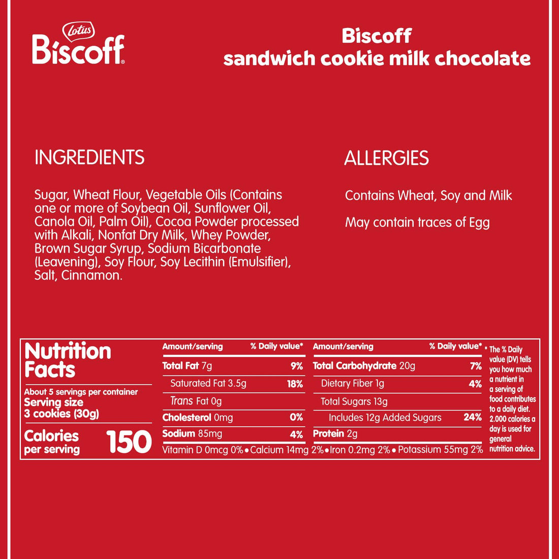 Lotus Biscoff Sandwich Cookies, Milk Chocolate Cream, 15 Cookies per pack, 5.29 Ounce (Pack of 9)