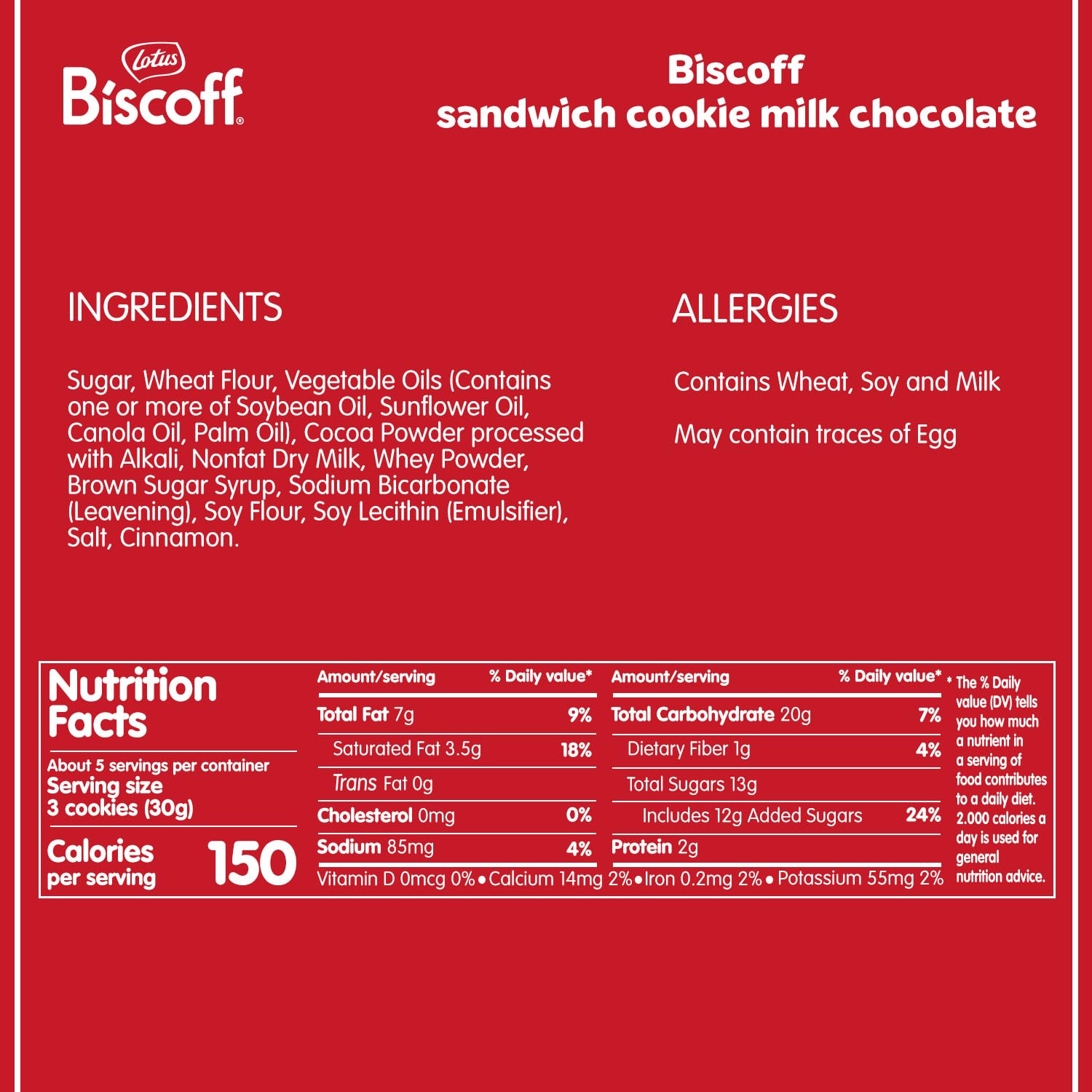 Lotus Biscoff Sandwich Cookies, Milk Chocolate Cream, 15 Cookies per pack, 5.29 Ounce (Pack of 9)
