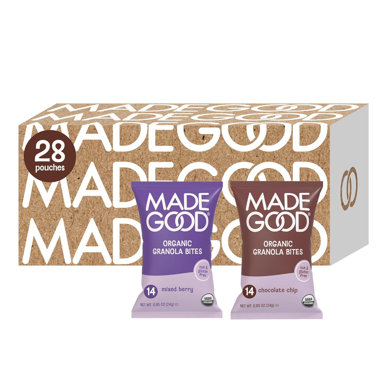 MadeGood Chocolate Chip Granola Bites, 28 Count, Organic and Delicious Snacks