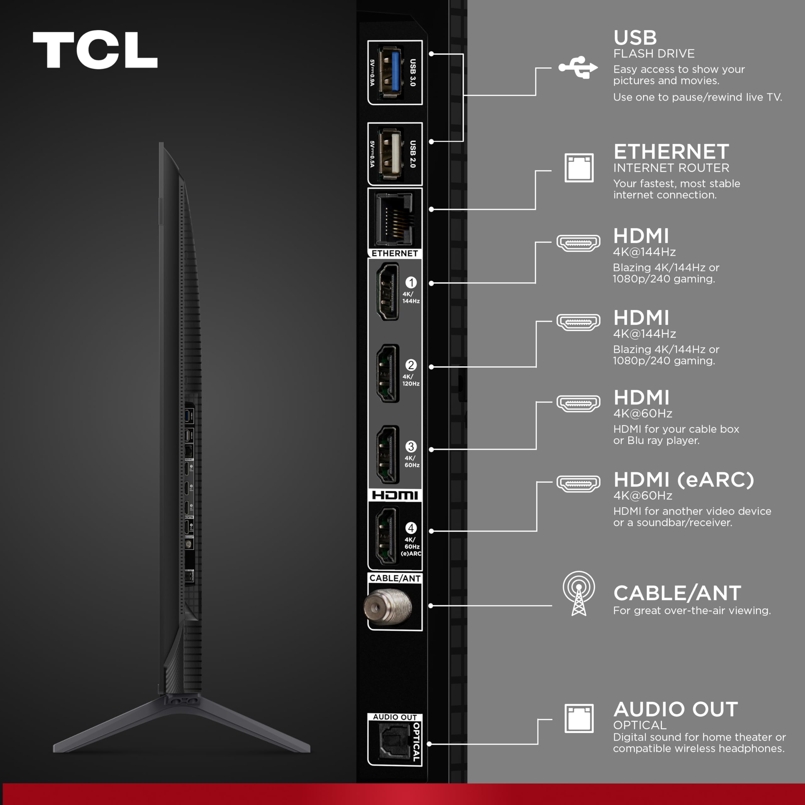TCL 55 Inch Class QM6K Series | Mini LED QLED 4K HDR | 55QM6K, 2025 Model | 120HZ-144HZ High Brightness Smart Google TV Dolby Atmos Onkyo Audio | Voice Remote Alexa Gaming Streaming Television