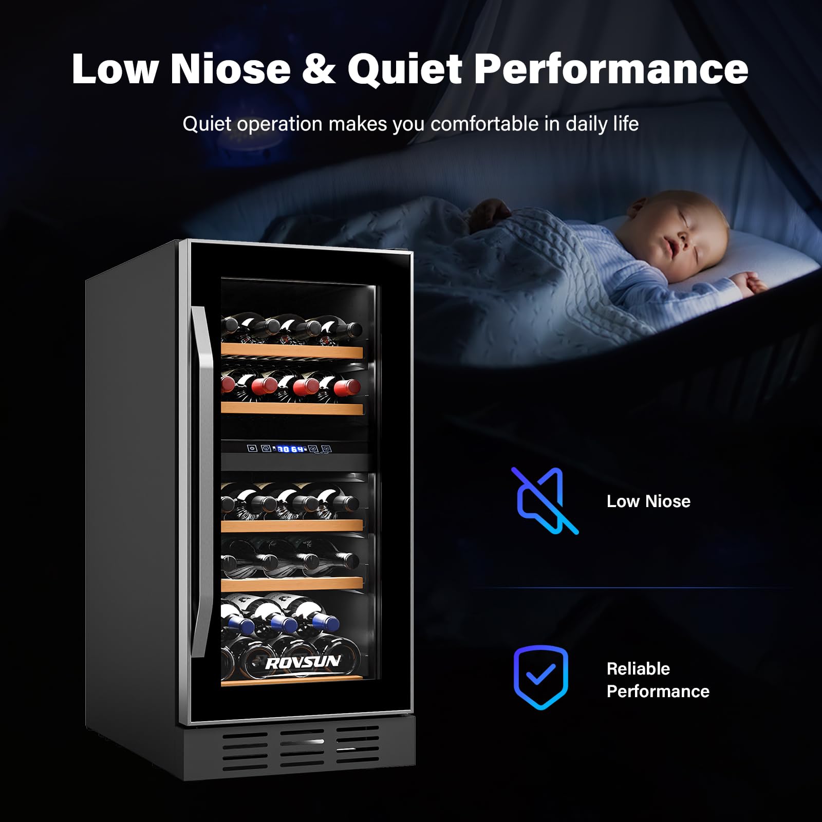ROVSUN 18 Bottle Wine Fridge, Freestanding Compressor Wine Cooler Refrigerator, Beverage Wine Chiller with Digital Temperature Control & Double-layer Glass Door for Red White Wine, Champagne, Beer