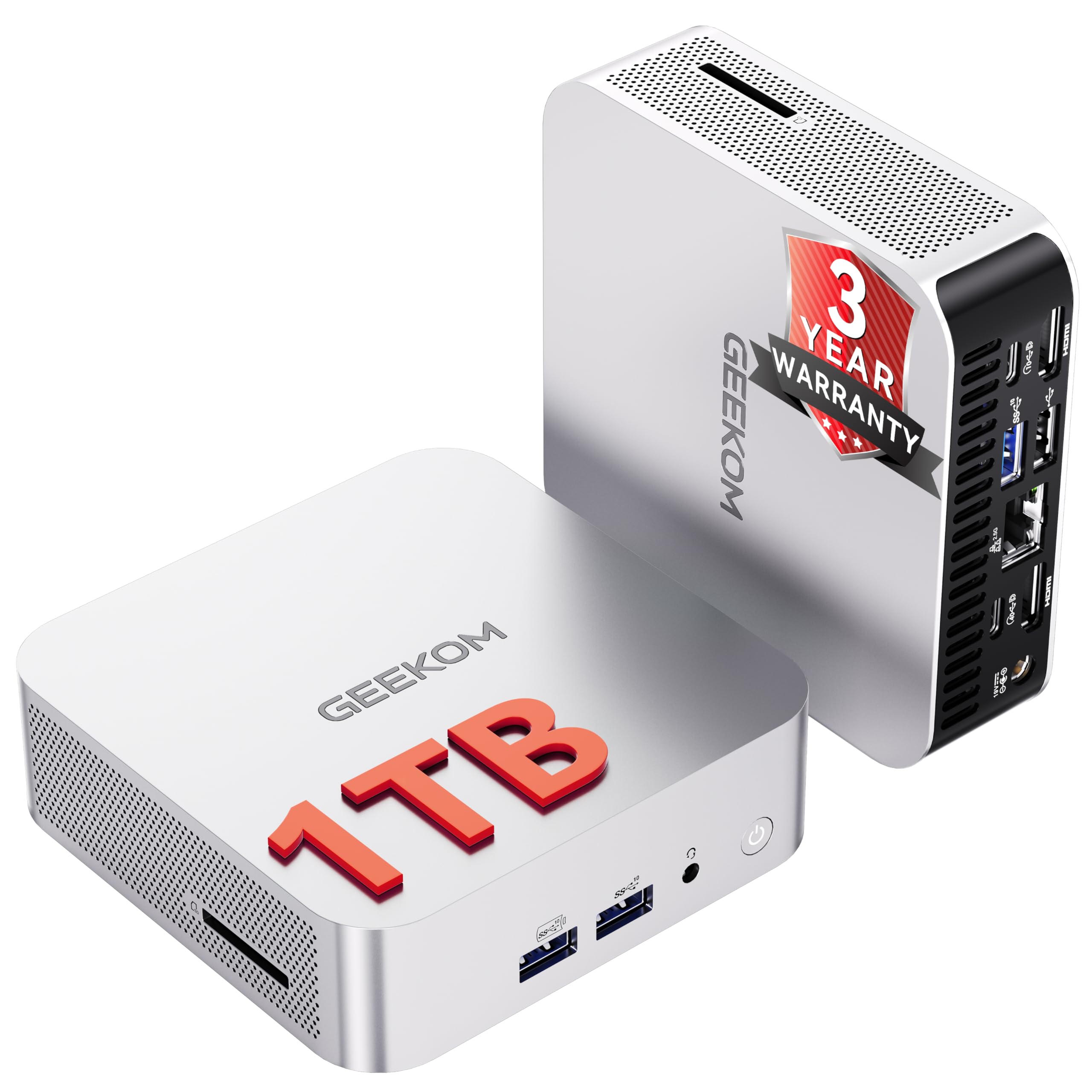 GEEKOM Air12 Mini PC for Business & WFH (2026), Intel 7505 (Up to 3.5GHz), 8GB RAM (Dual-Slot Upgradeable), 256GB M.2 SSD, 8K & Triple 4K Display, 3-Year Warranty, Windows 11 Pro Desktop Computer