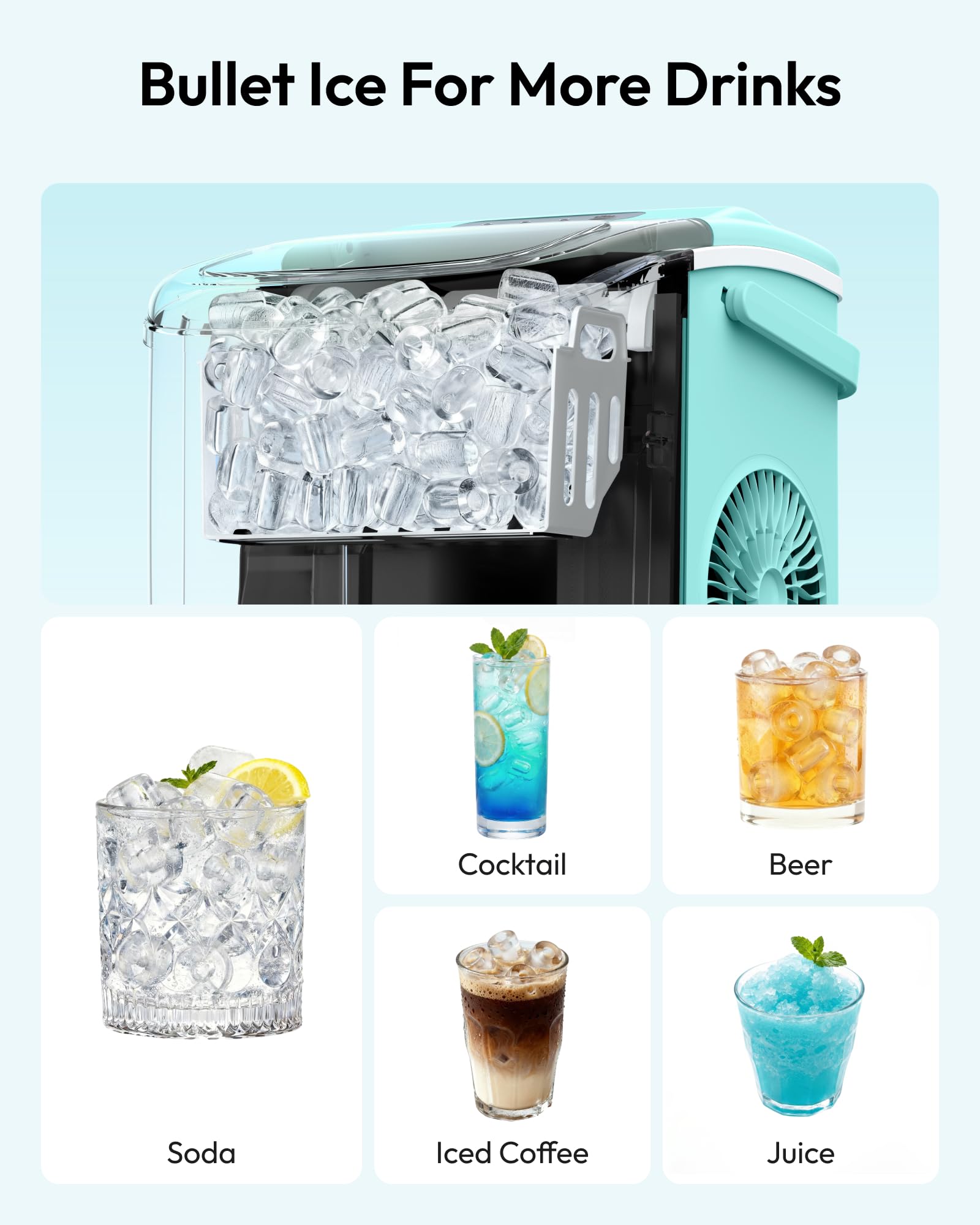 EUHOMY Countertop Ice Maker Machine with Handle, 26lbs in 24Hrs, 9 Ice Cubes Ready in 6 Mins, Auto-Cleaning Portable Ice Maker with Basket and Scoop, for Home/Kitchen/Camping/RV. (Black)