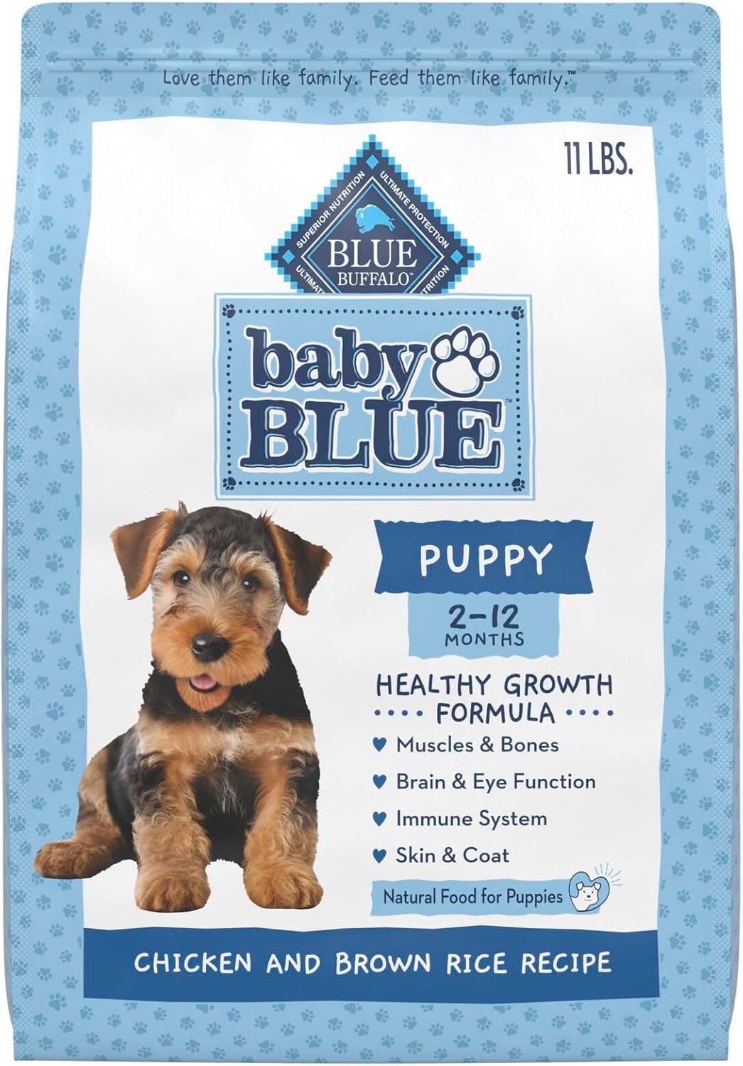 Blue Buffalo Baby Blue Natural Dry Food for Puppies, Healthy Growth Formula with DHA, Savory Chicken Recipe, 24-lb Bag