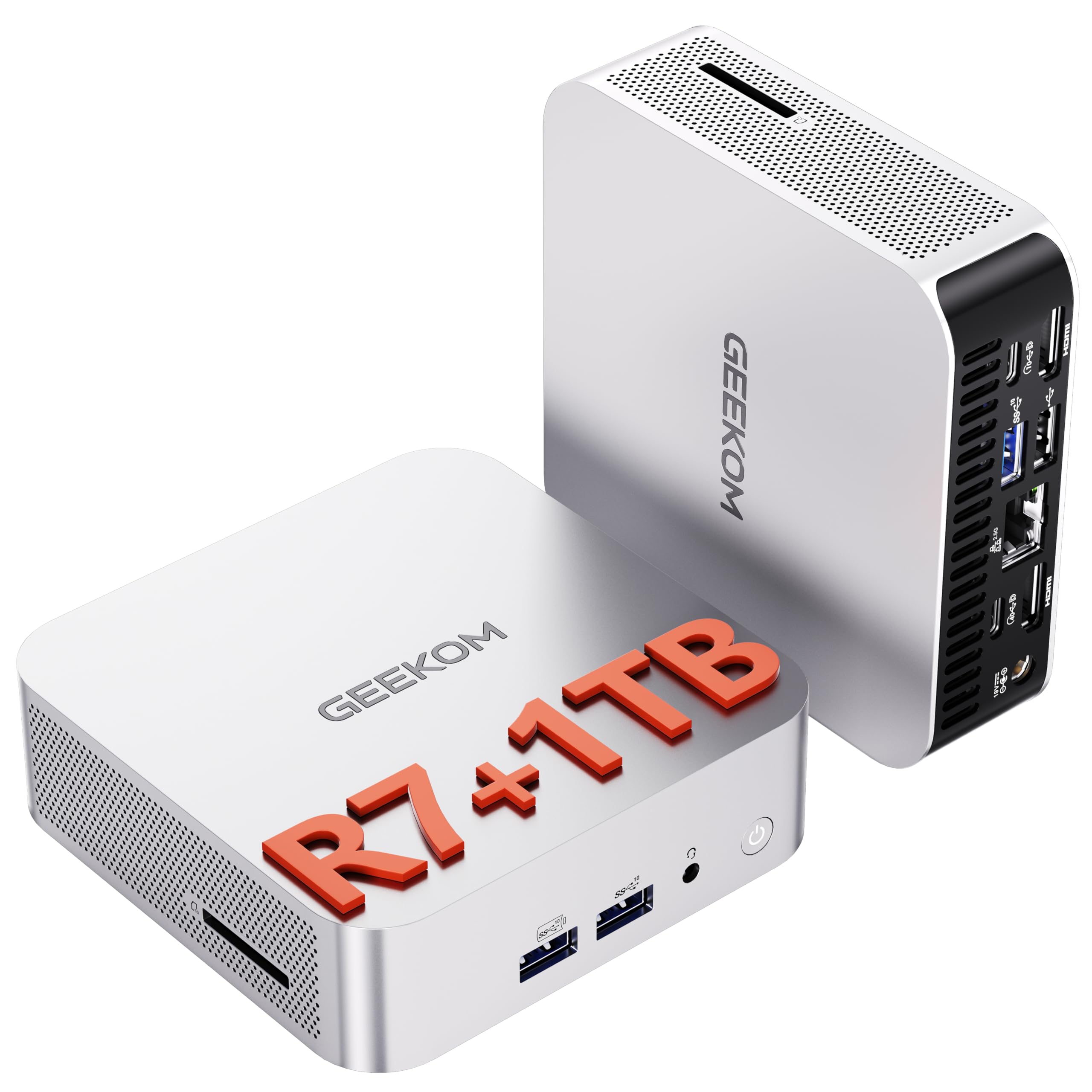 GEEKOM A6 Mini PC with AMD Ryzen 7 6800H, 16GB DDR5 RAM (Upgradable), 1TB PCIe 4.0 SSD, Windows 11 Pro, USB4/8K/Wi-Fi 6E, Compact Aluminium Design, Professional Home Office & Multitasking Desktop PC