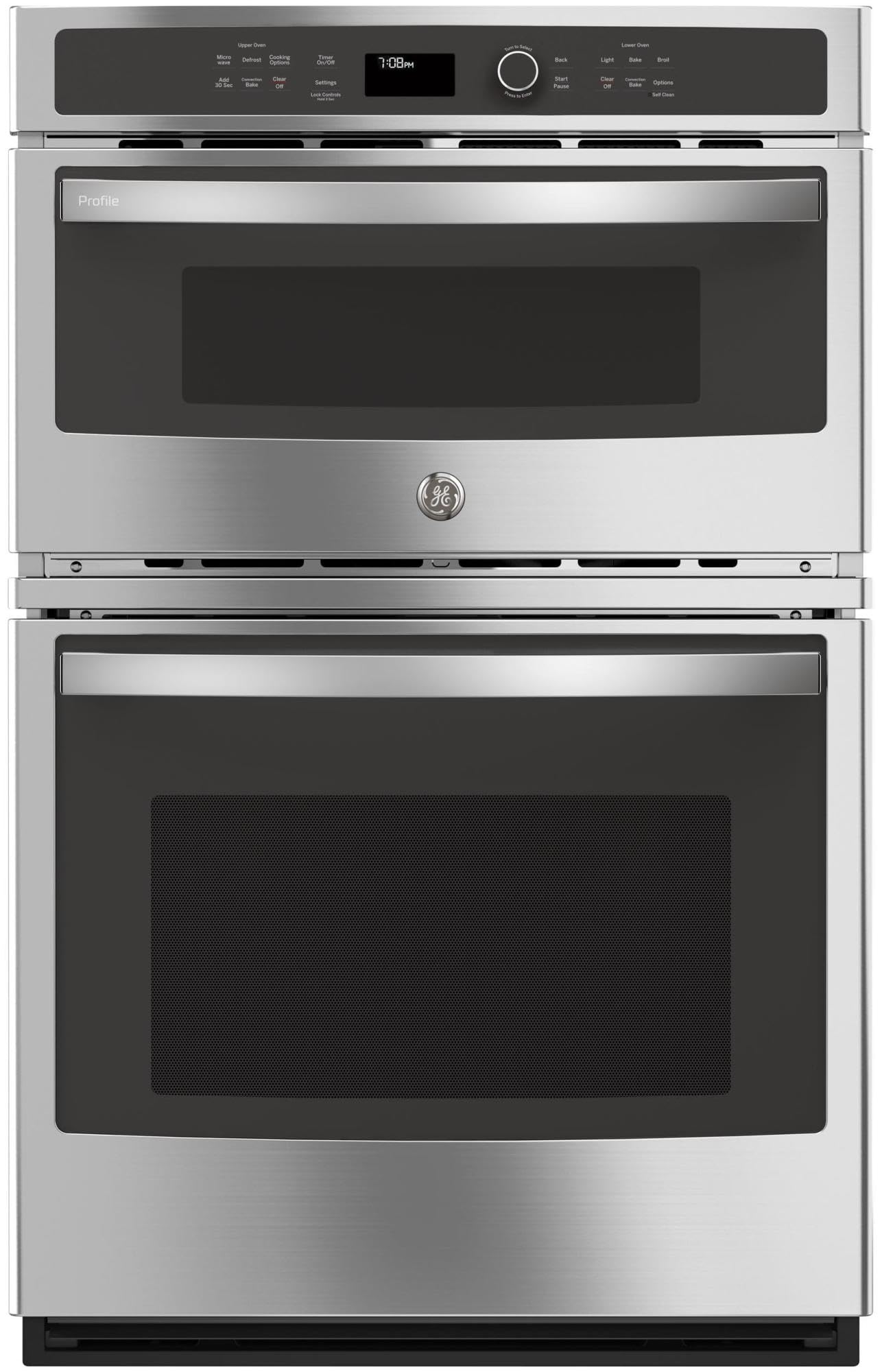 GE PK7800SKSS Electric Combination Wall Oven, Solid Black