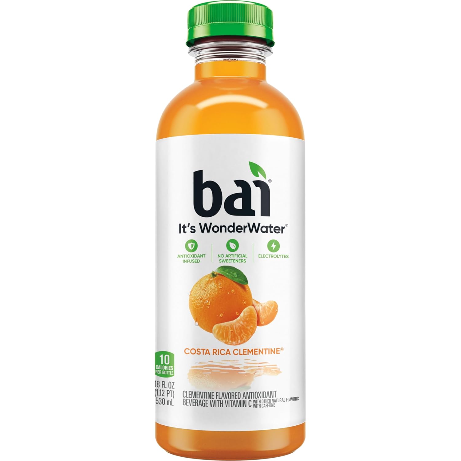 Bai Antioxidant Infused Water Beverage, Costa Rica Clementine, with Vitamin C and No Artificial Sweeteners, 18 Fluid Ounce Bottle, 12 Pack