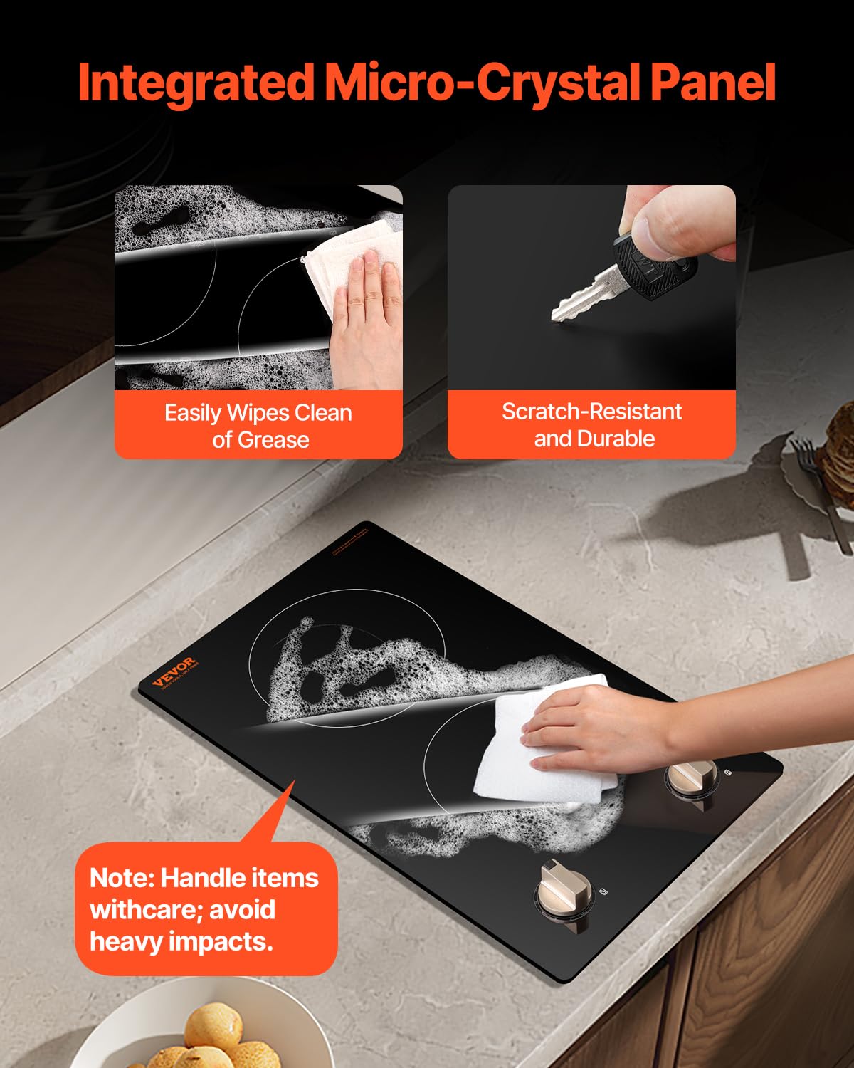 VEVOR Built-in Induction Electric Stove Top 30 Inch,5 Burners Electric Cooktop,9 Power Levels & Sensor Touch Control,Easy to Clean Ceramic Glass Surface,Child Safety Lock,240V