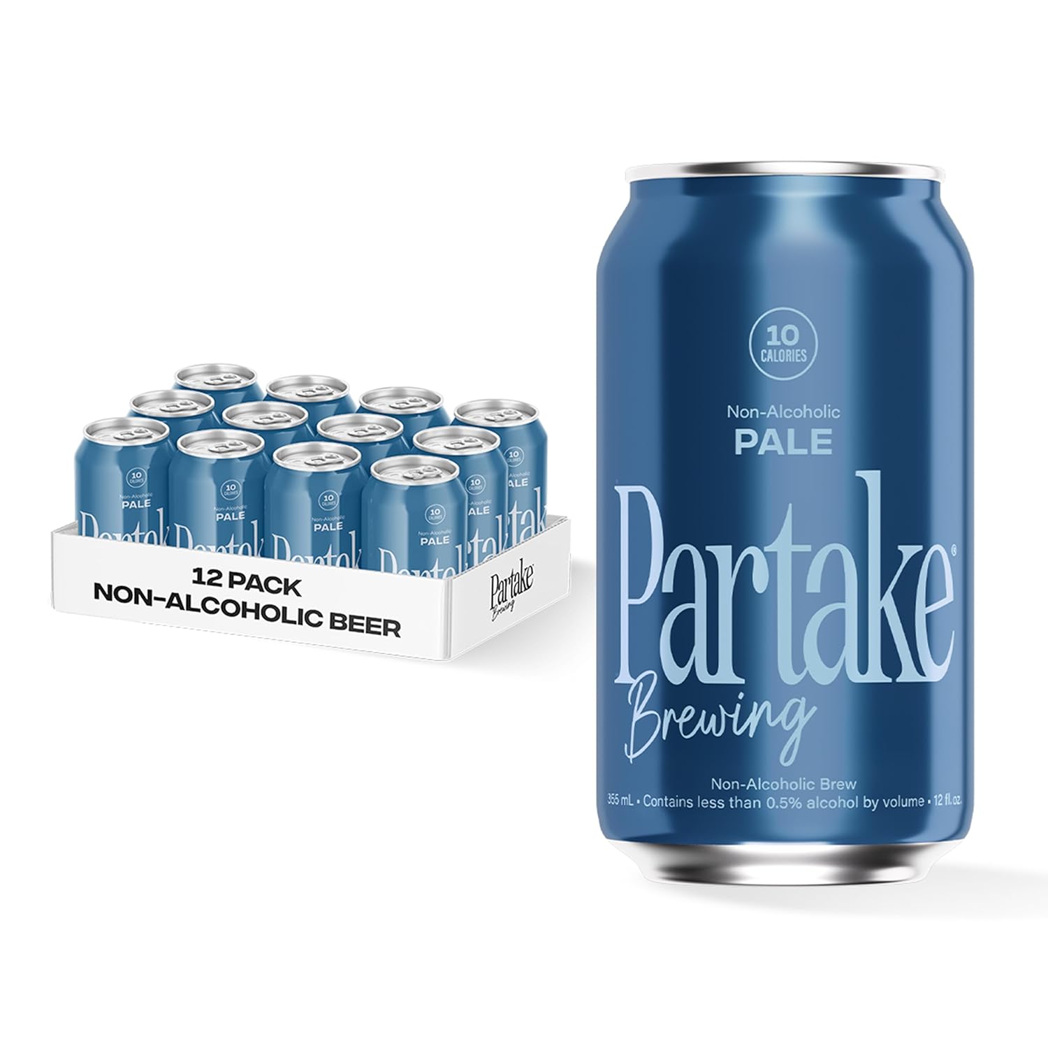 Partake Brewing Craft Non Alcoholic Beer, IPA 12 Pack x 12 Fl Oz Cans - Low Calorie & Carb, No Sugar, All Natural Ingredients - Award-Winning Taste, Non Alcoholic Beer Without the Empty Calories