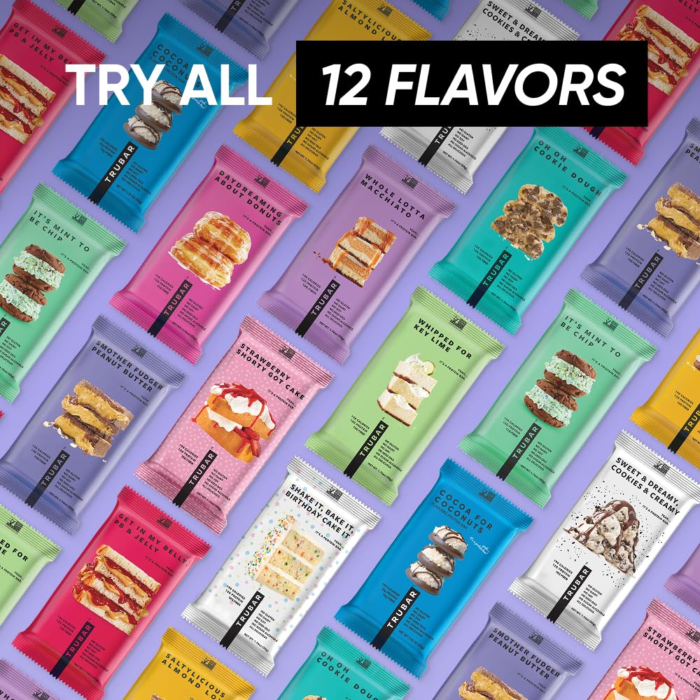 TRUBAR Vegan Protein Bars - Soy Free, Dairy Free, Gluten Free Protein Bars - No Sugar Alcohols - Non-GMO - 12g of Protein - It's Mint To Be Chip - 12 Count