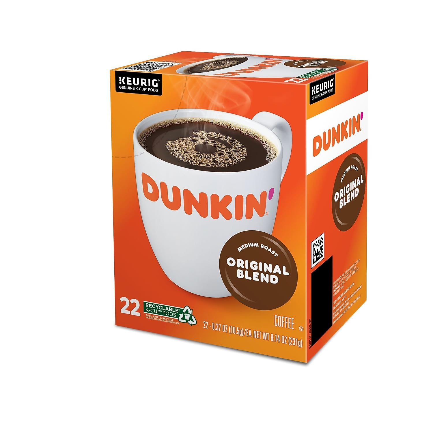 Dunkin' Original Blend Medium Roast Coffee, 60 Keurig K-Cup Pods