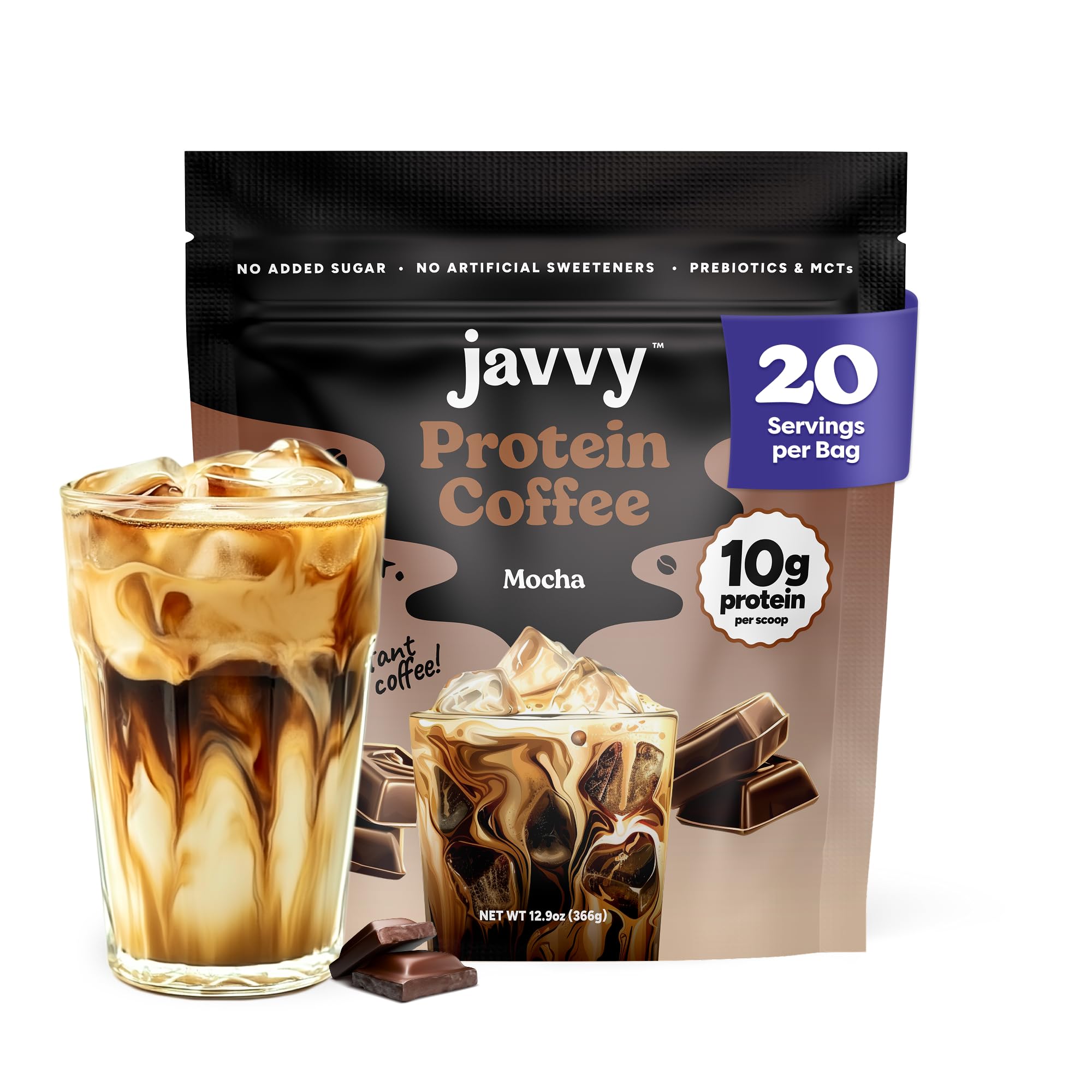 Caramel Protein Iced Coffee - Premium Whey Protein & Instant Iced Coffees - 100% Natural Cold Brew - Zero Artificial Flavors & Sweeteners, 80 mg Caffeine Per Serving, No Added Sugar, 20 Servings
