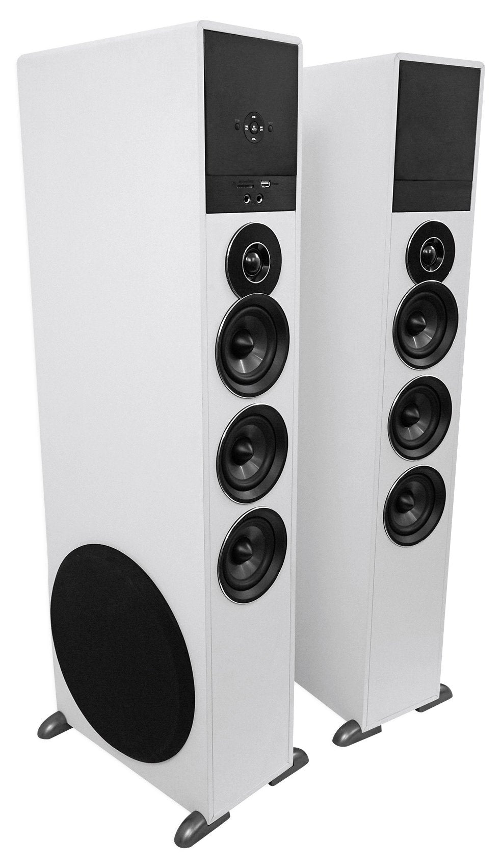 Rockville TM150D Powered Home Theater Tower Speaker System, Dark Wood, 1000W, 10" Subwoofers, Bluetooth, USB/SD Playback, FM Radio, Remote Control, Karaoke Ready, Perfect for Home Entertainment
