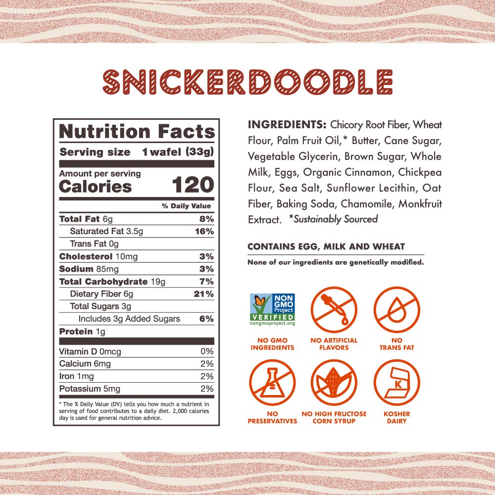 Rip Van Wafels Snickerdoodle Stroopwafels, Healthy Snacks, Non-GMO, Keto Friendly, Office Snacks, Low Sugar (3g), Low Calorie, 12 Pack
