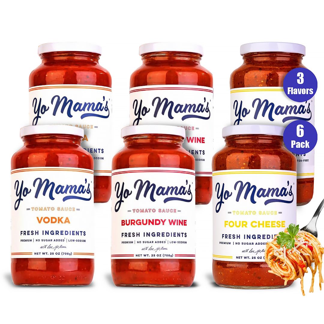 Yo Mama's Foods Keto Marinara Pasta Sauce - (3) 12.5 Ounce Jars - No Sugar Added, Low Carb, Low Sodium, Gluten Free, Paleo Friendly, and Made with Fresh, Non-GMO Tomatoes