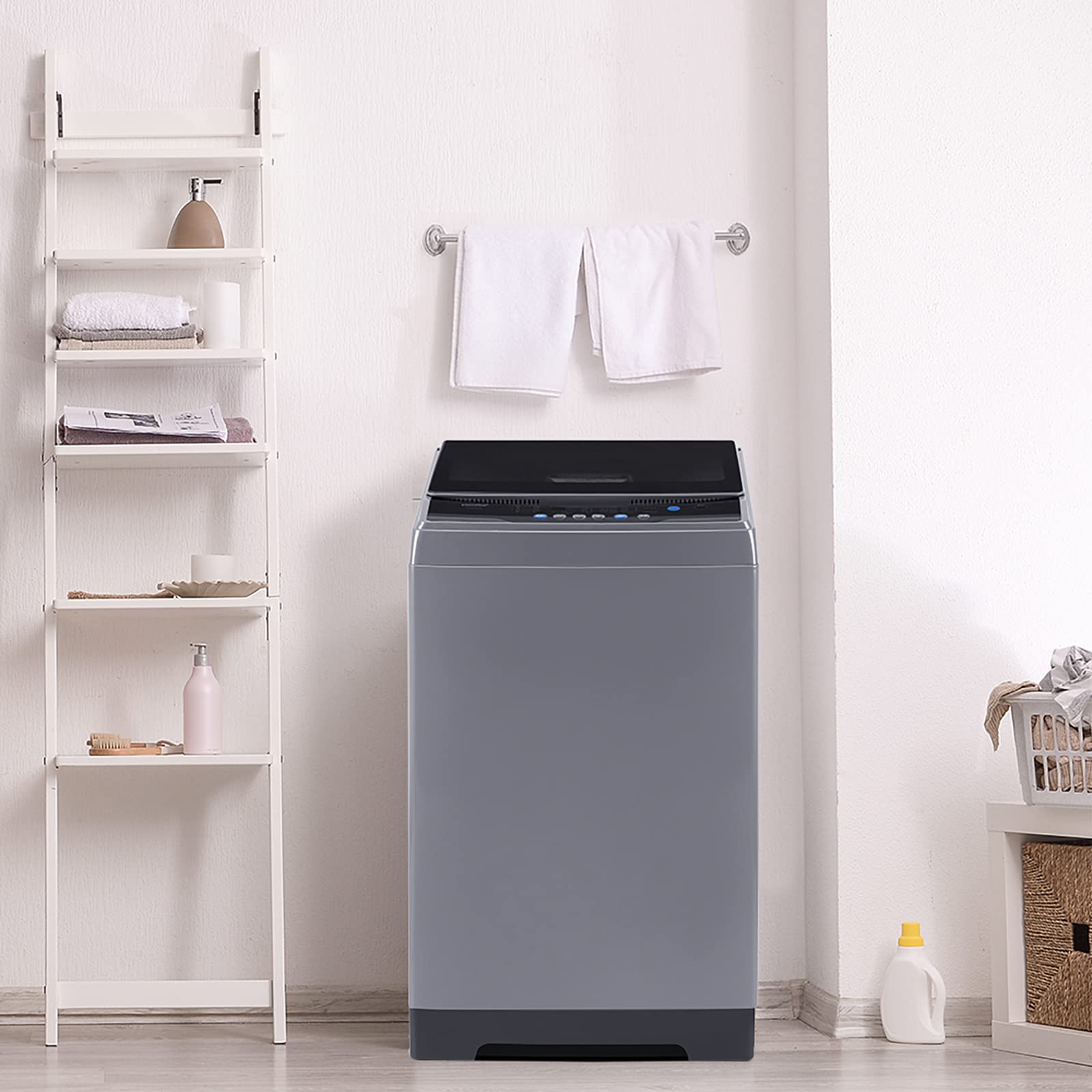 COMFEE' Portable Washing Machine, 0.9 cu.ft Compact Washer With LED Display, 5 Wash Cycles, 2 Built-in Rollers, Space Saving Full-Automatic Washer