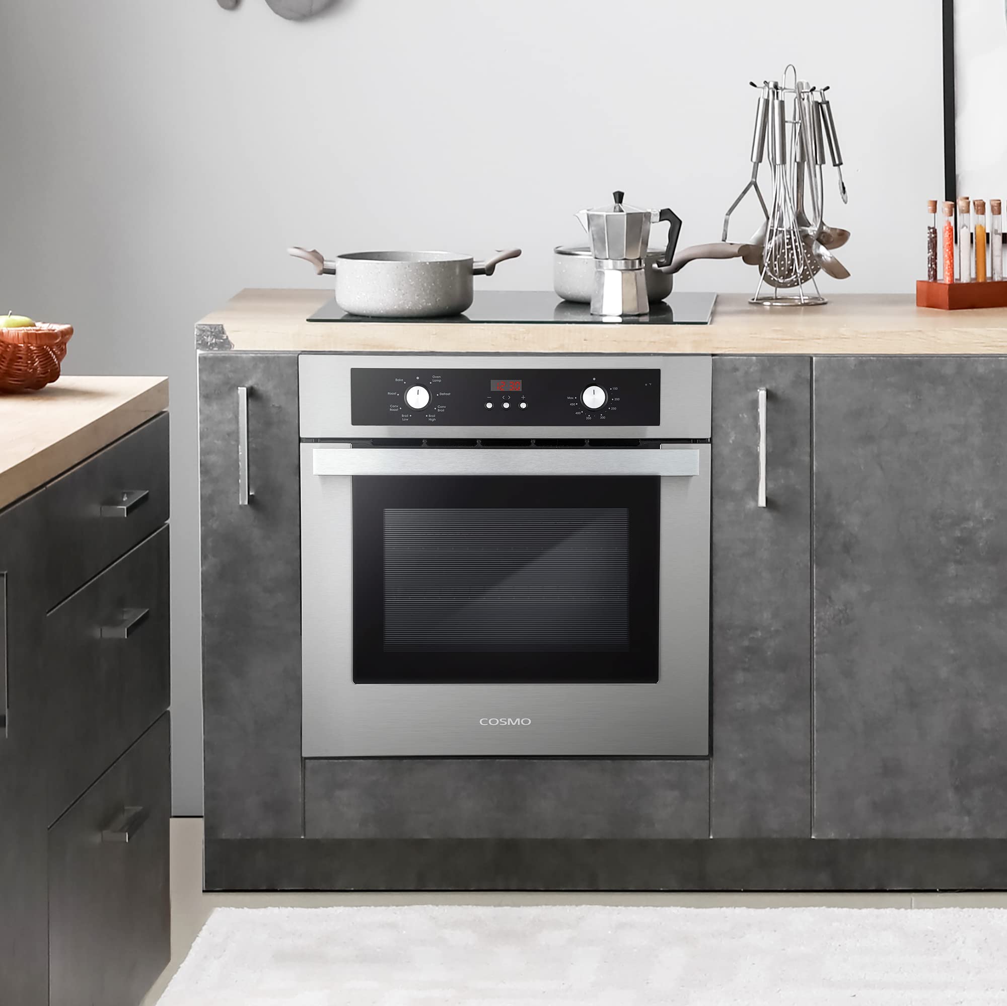 COSMO C51EIX 24 in. Lumin Collection 24 in. Lumin Collection 2.9 cu. ft. Electric Wall Oven, 8 Functions & Turbo True European Convection in Stainless Steel