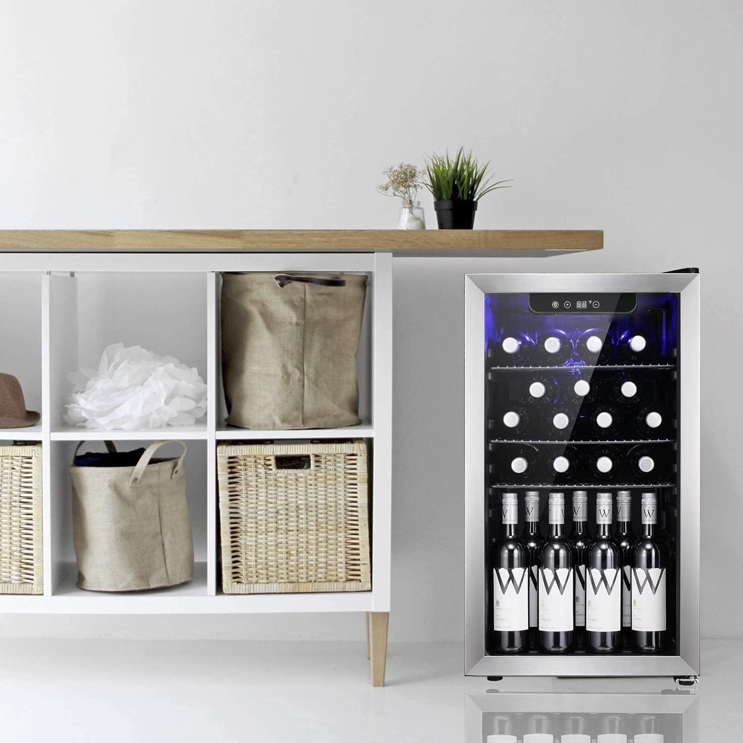 Antarctic Star Wine Cooler, Beverage Refrigerator, 16 Bottle Freestanding Quiet Wine Cellar Front Glass Door for Home and Bar, Digital Temp Control, 1.71 Cu.Ft.