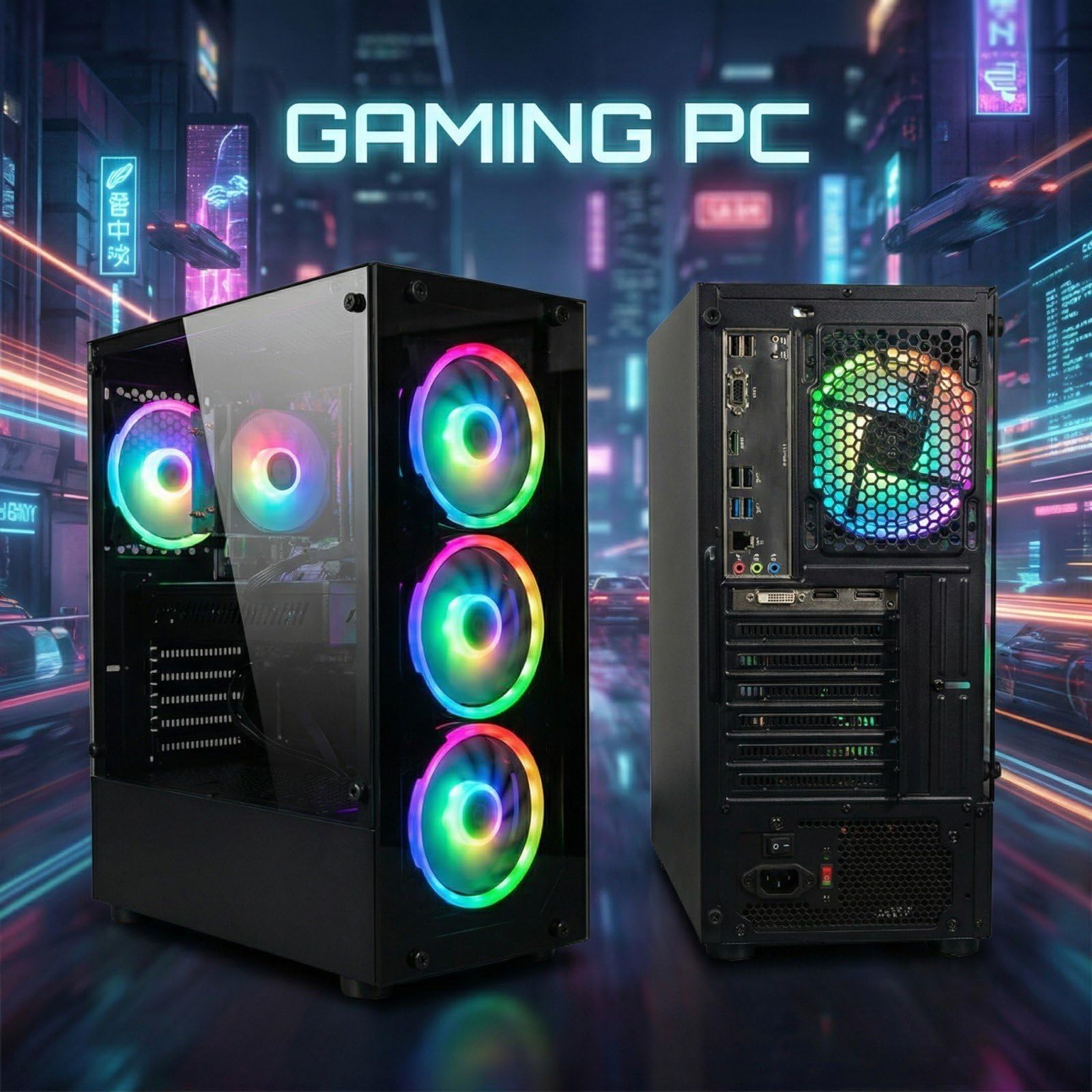 STGAubron Gaming PC Desktop Computer, Intel Core i7 up to 3.9GHz, Radeon RX 580 8G, 16G RAM, 512G SSD, WiFi 6, BT 5.0, RGB Fan x4, Windows 11 Home
