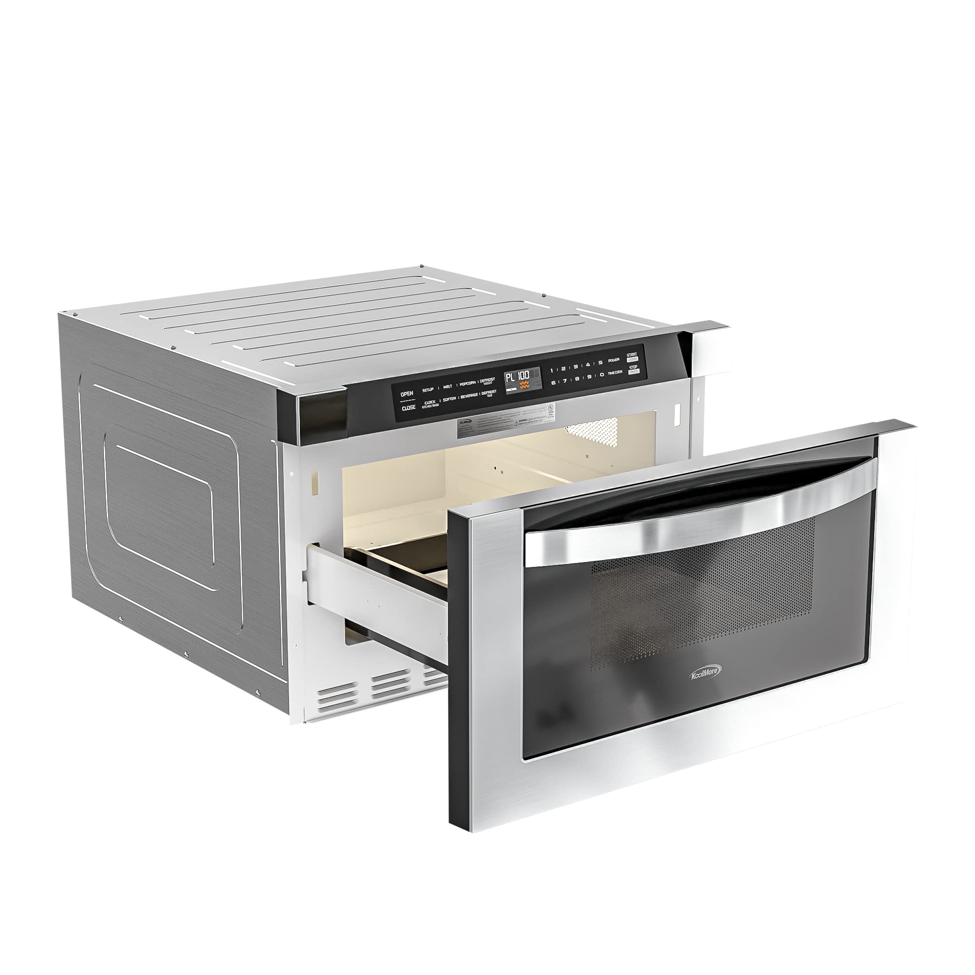 KoolMore Reserve Built-in Microwave Convection Oven with Air Fry, 3-in-1 Combo, Sensor Cook, Soft-Close Door, Stainless Steel, 24 in. / 1.6 cu. ft. with NEMA 5-20P Plug in Black