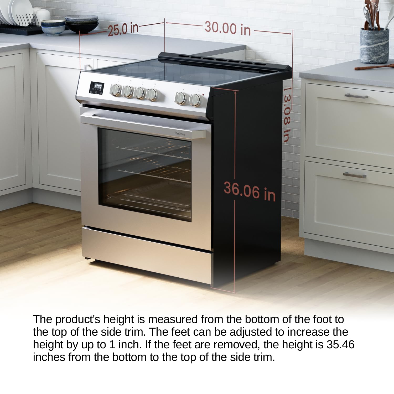 Rangaire RRE361TS 36" Electric Range Oven with Timer - Stainless Steel, Infrared Stove Burners, True Convection, Easy Reach Racks